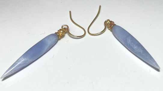 Blue Lace Agate Beaded 14k Dangles