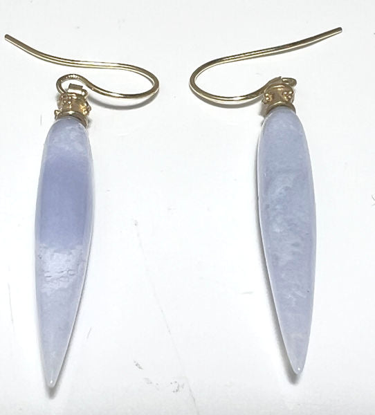 Blue Lace Agate Beaded 14k Dangles