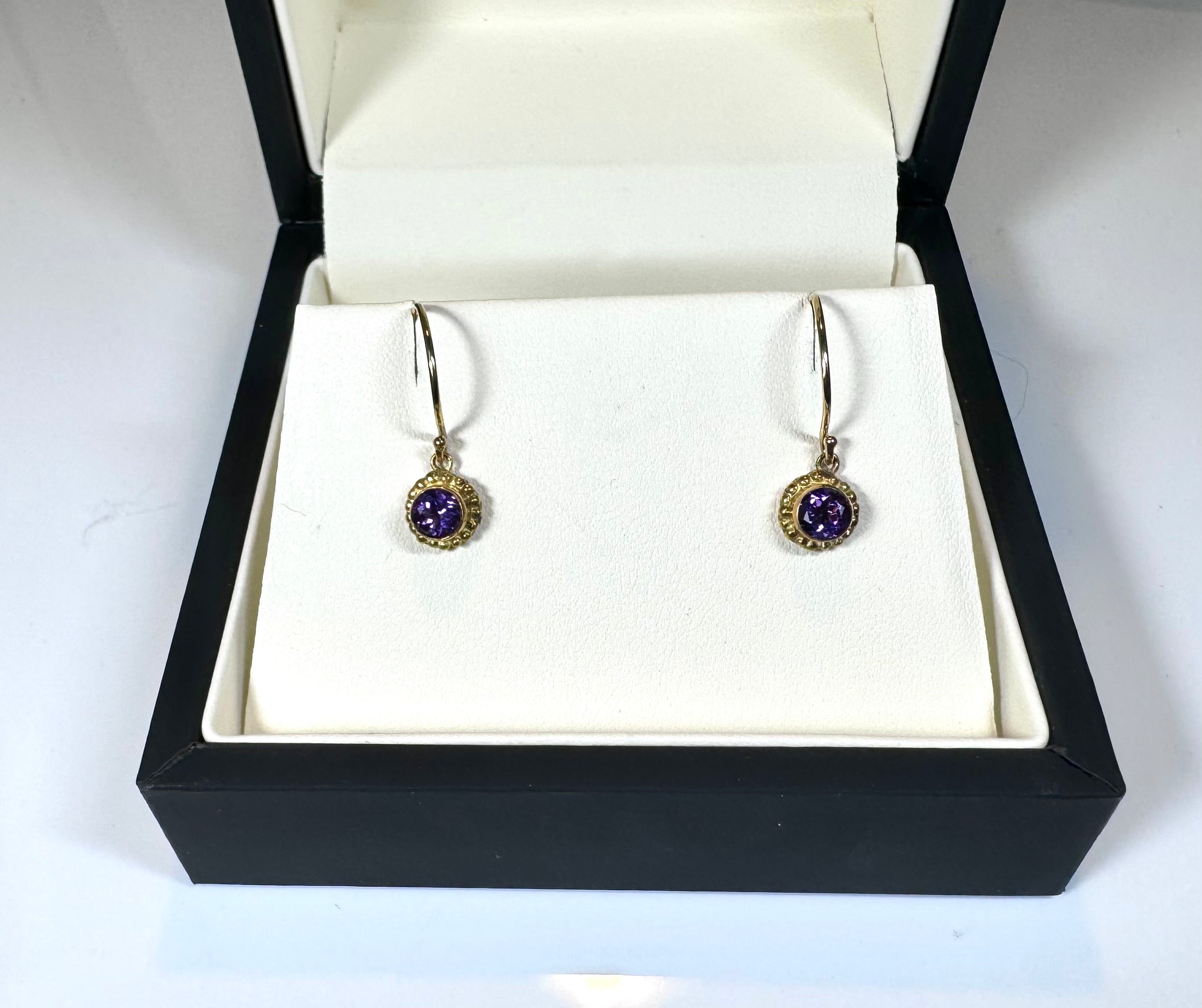 Amethyst Beaded 14k Gold Dangles
