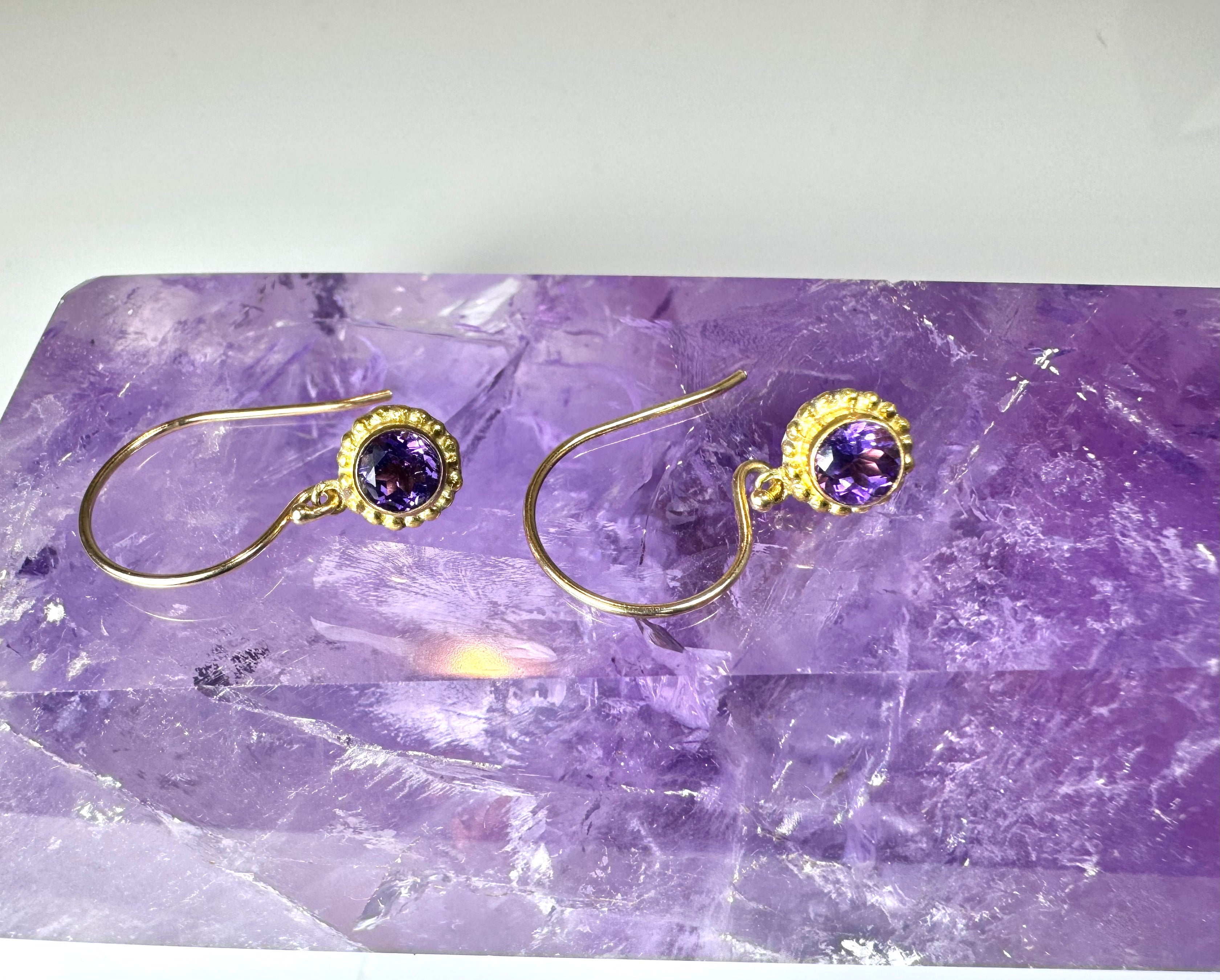 Amethyst Beaded 14k Gold Dangles