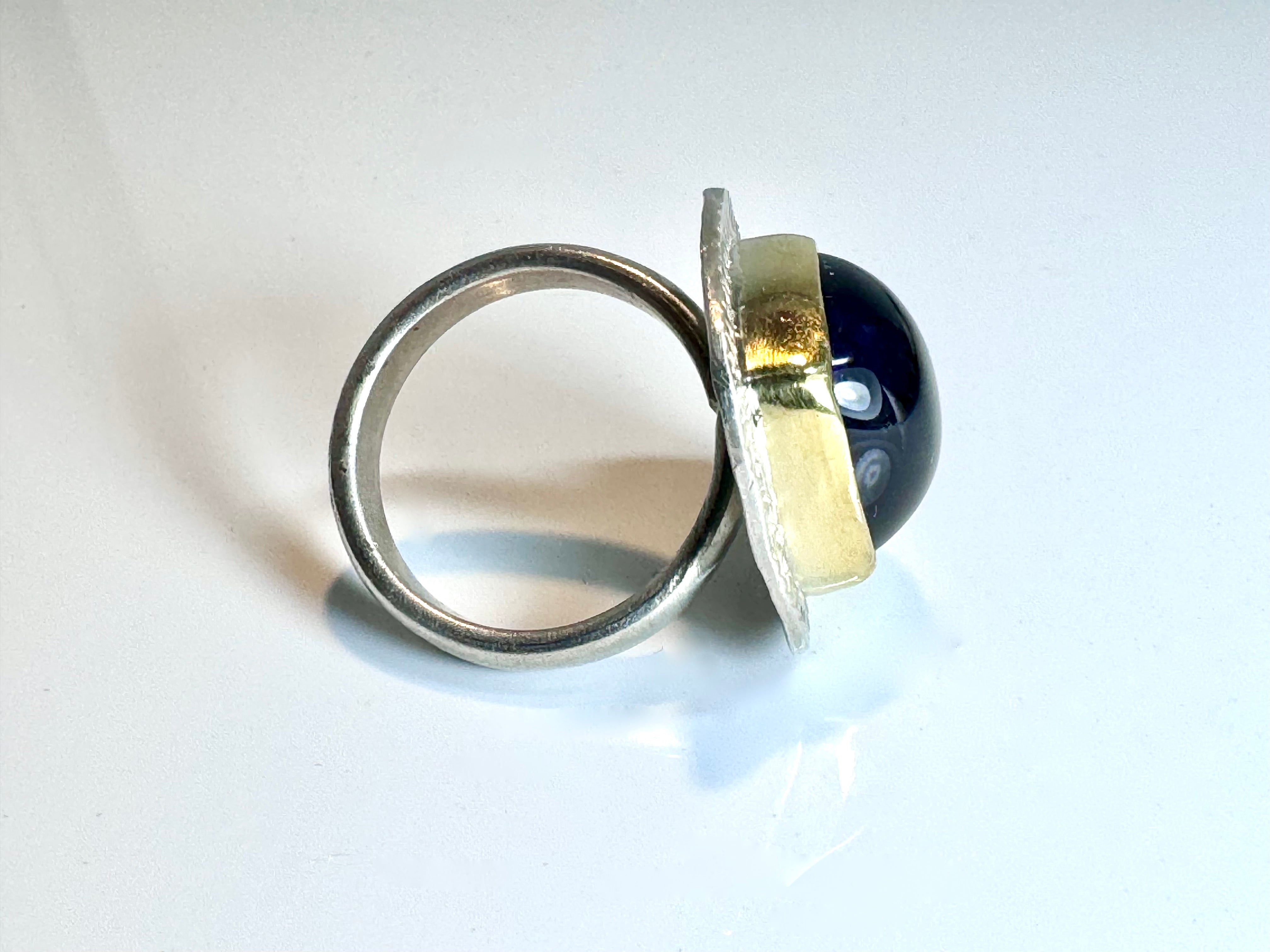 Amethyst Sterling and 22k Cabochon Ring