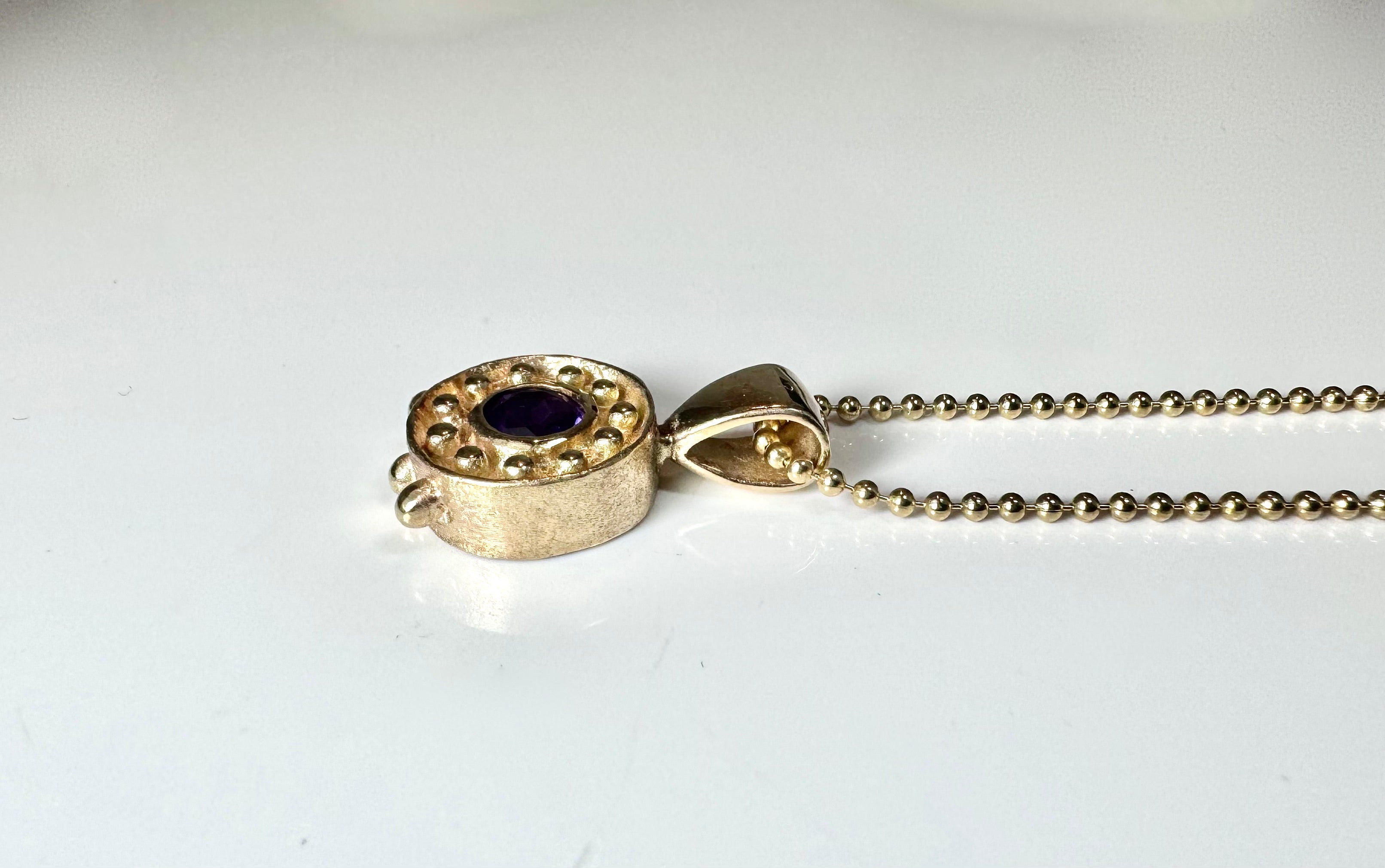 Amethyst Beaded 14k Pendant