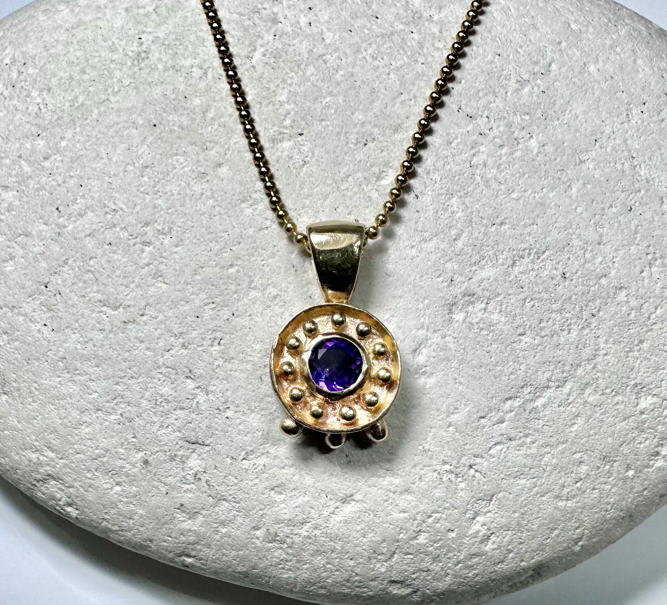 Amethyst Beaded 14k Pendant