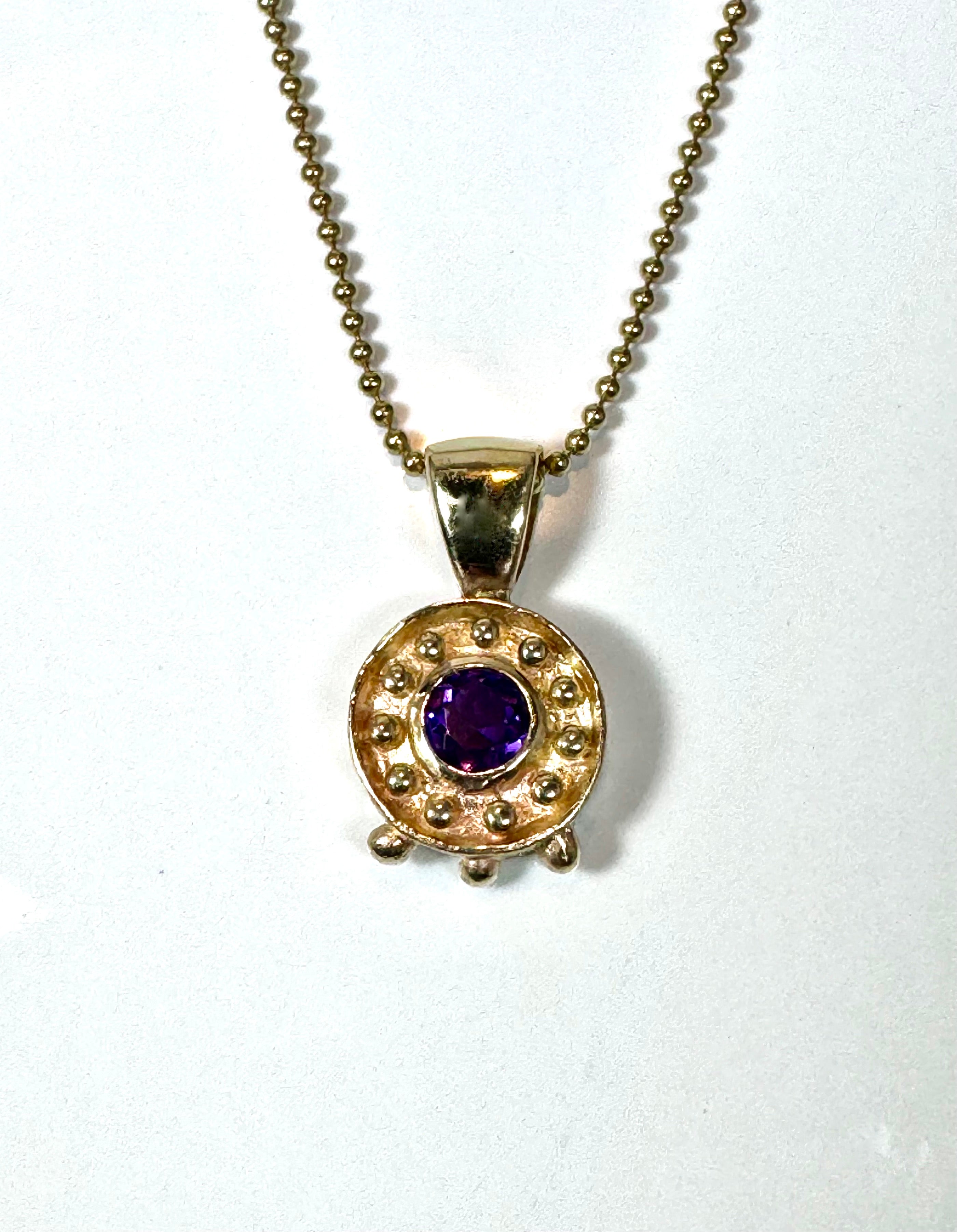 Amethyst Beaded 14k Pendant