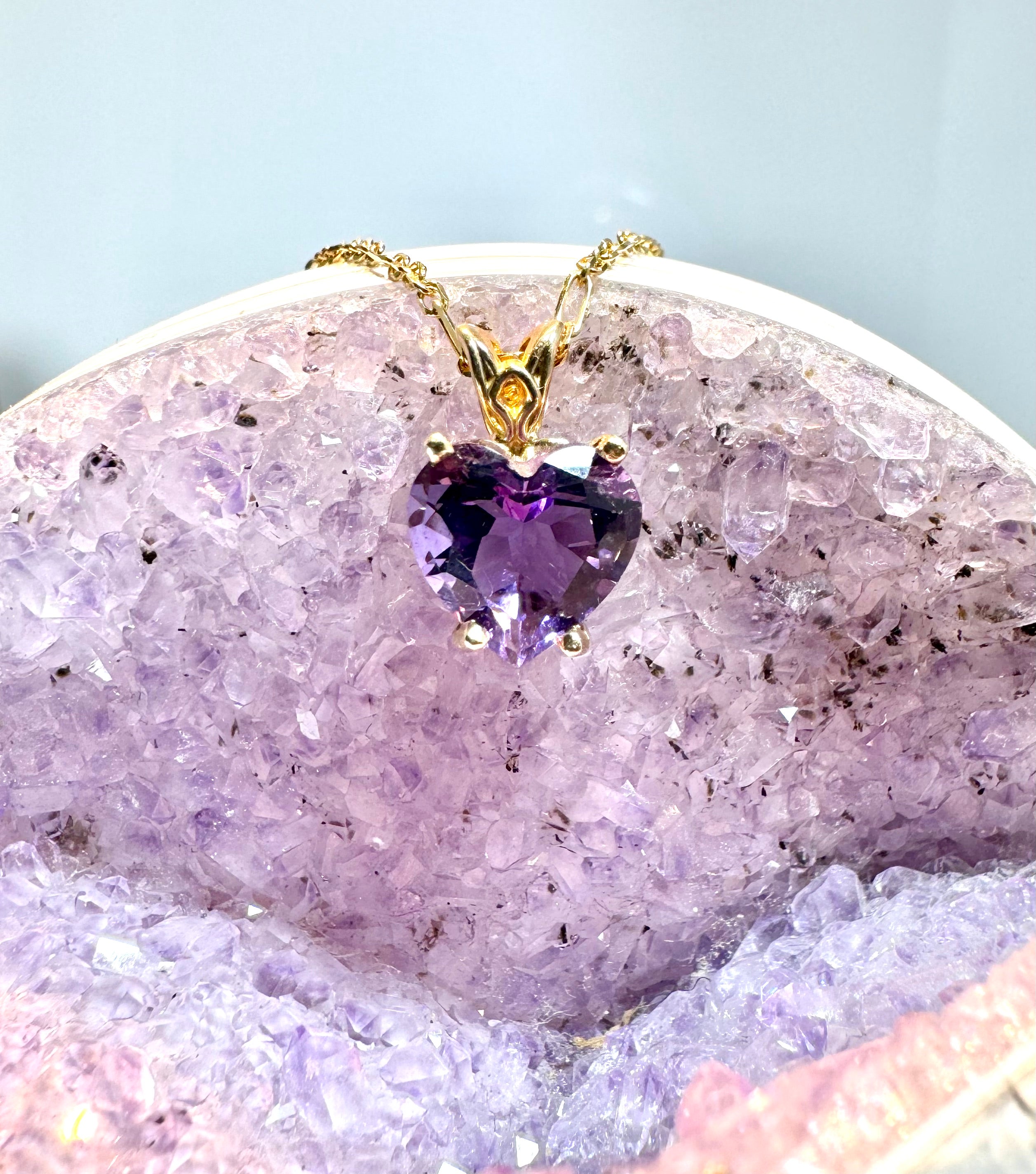 Amethyst 14k Heart Pendant