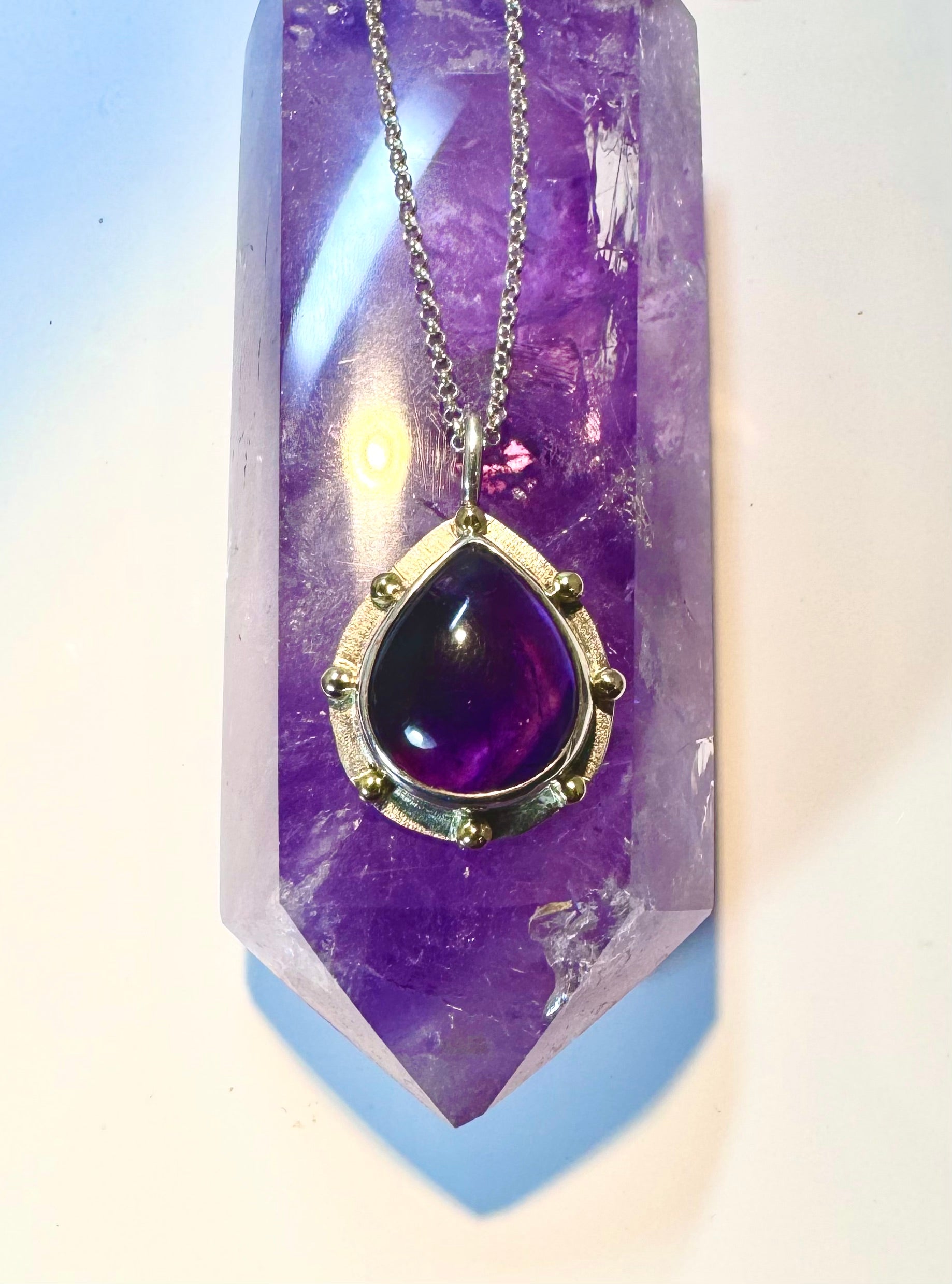 Amethyst Sterling and 18k Pendant