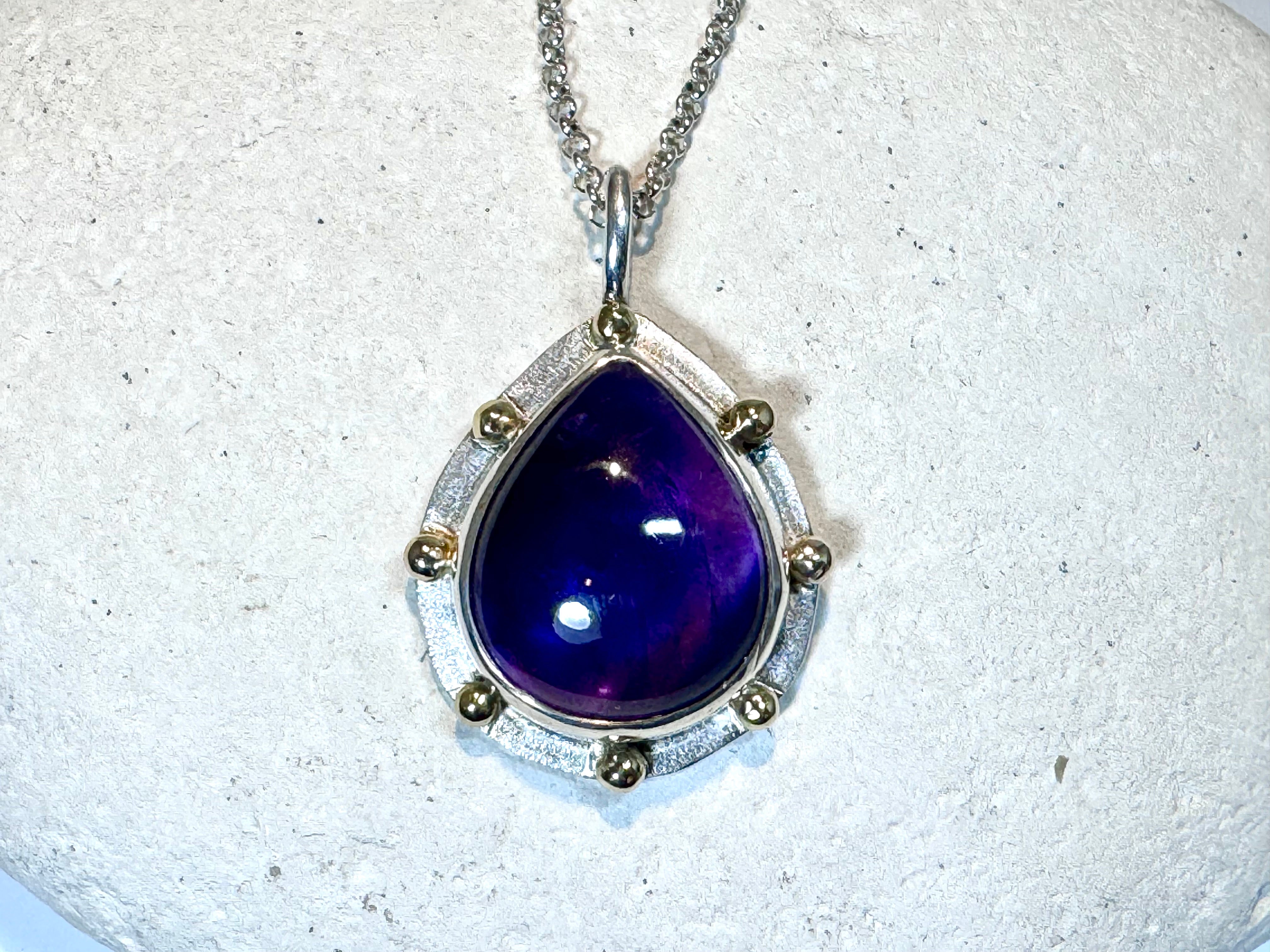 Amethyst Sterling and 18k Pendant