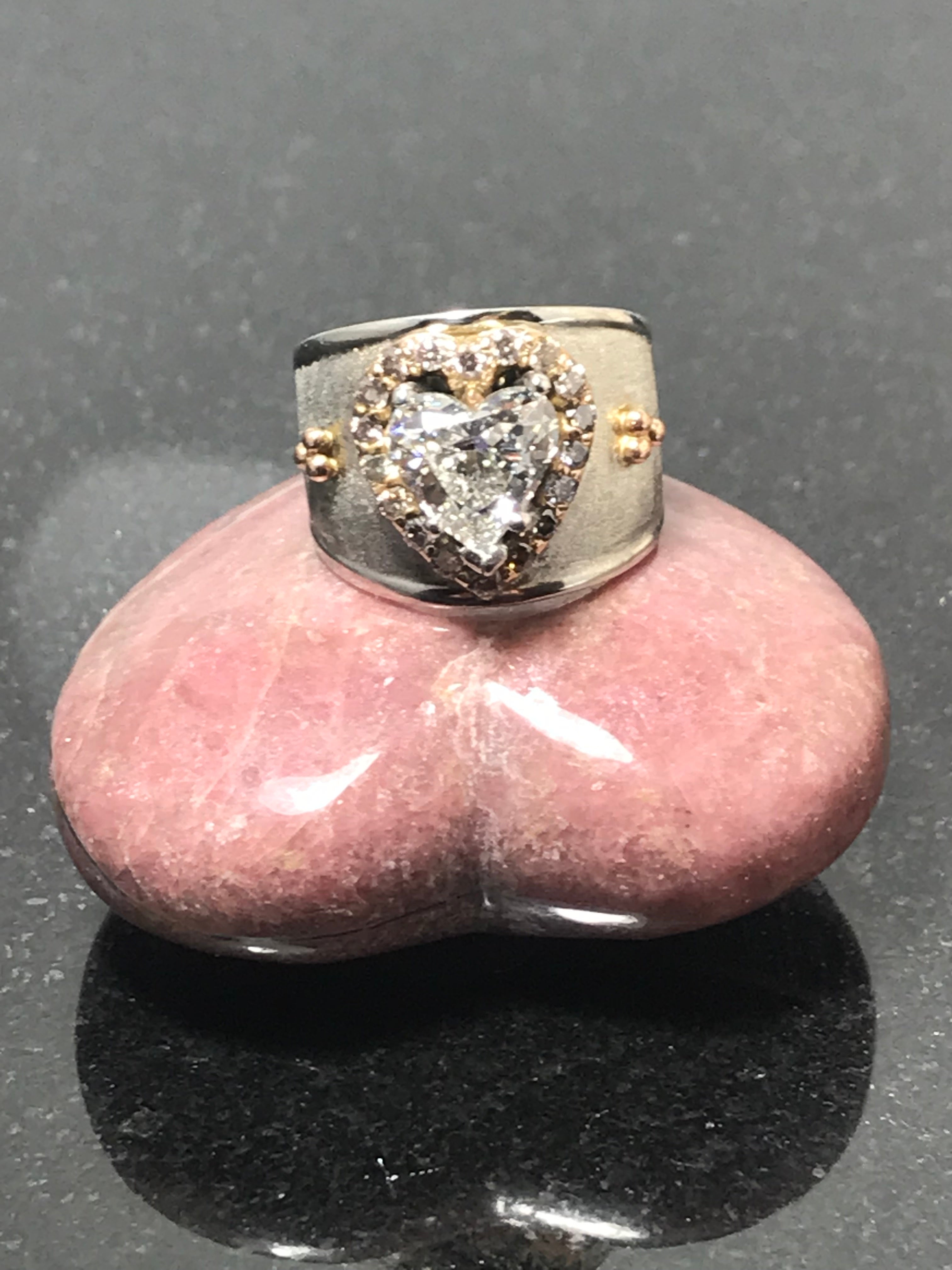 Heart Diamond Platinum & Rose Gold Ring
