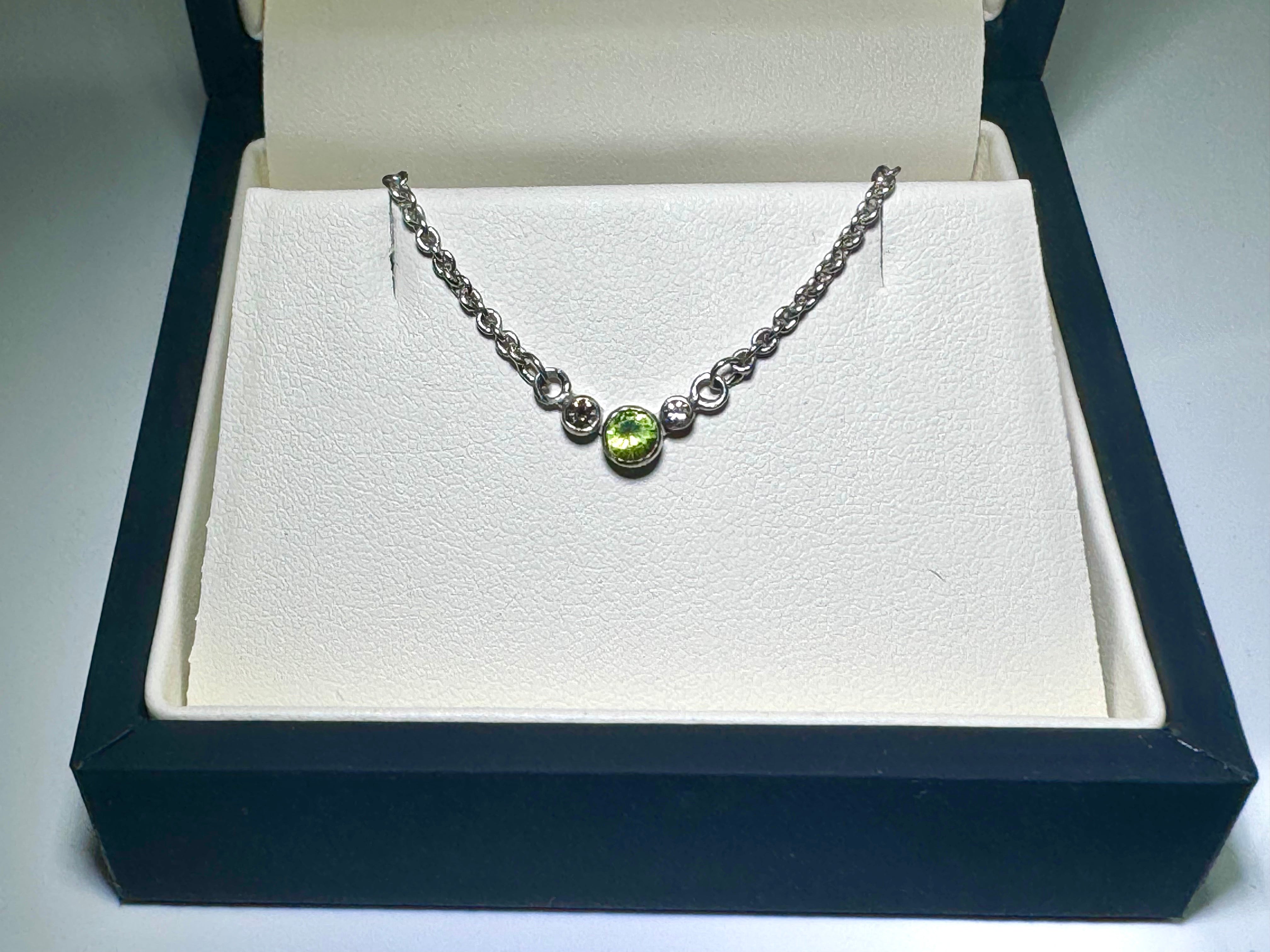 Peridot Diamond Sterling Necklace