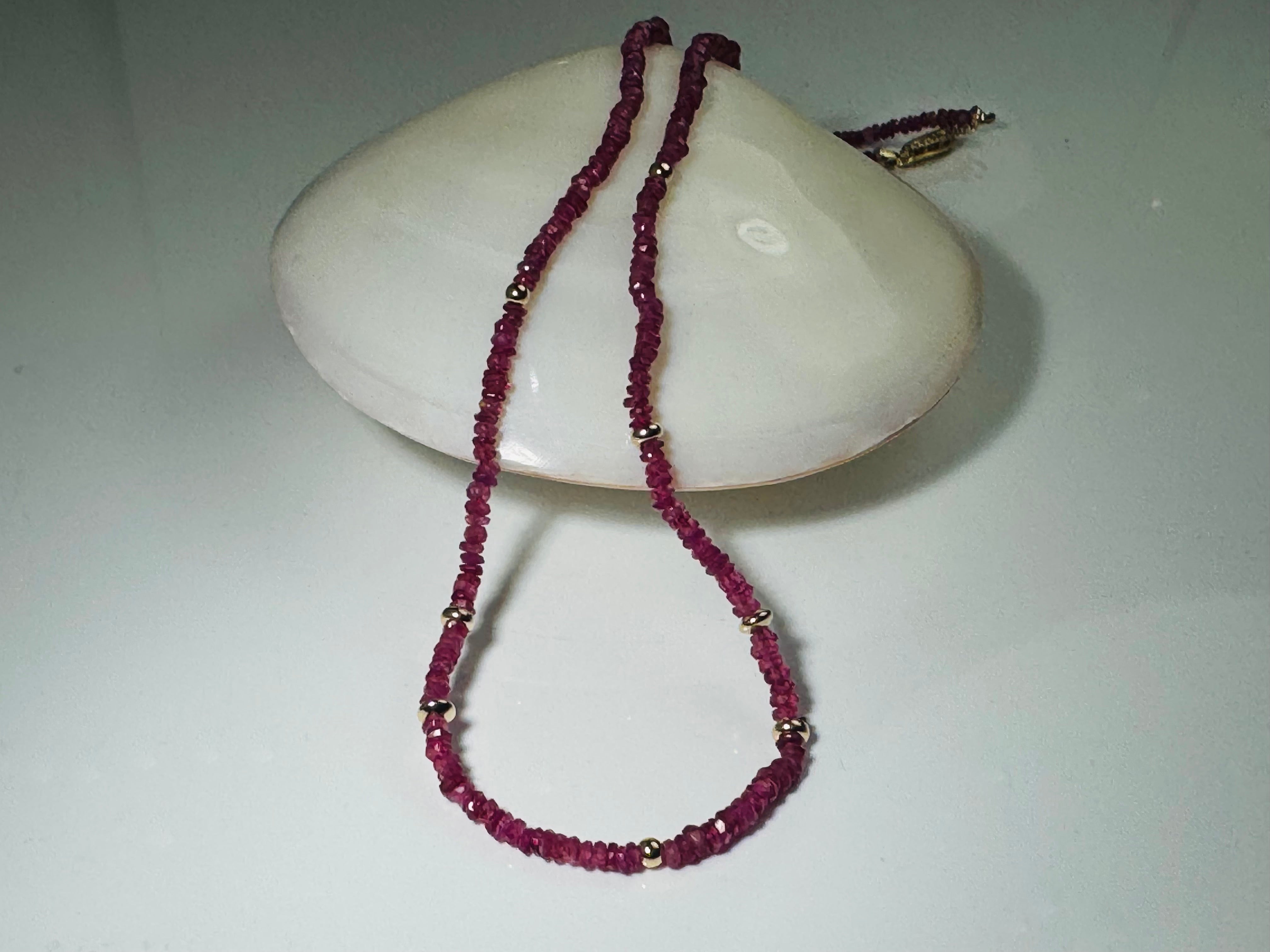 Ruby Bead 14k Necklace
