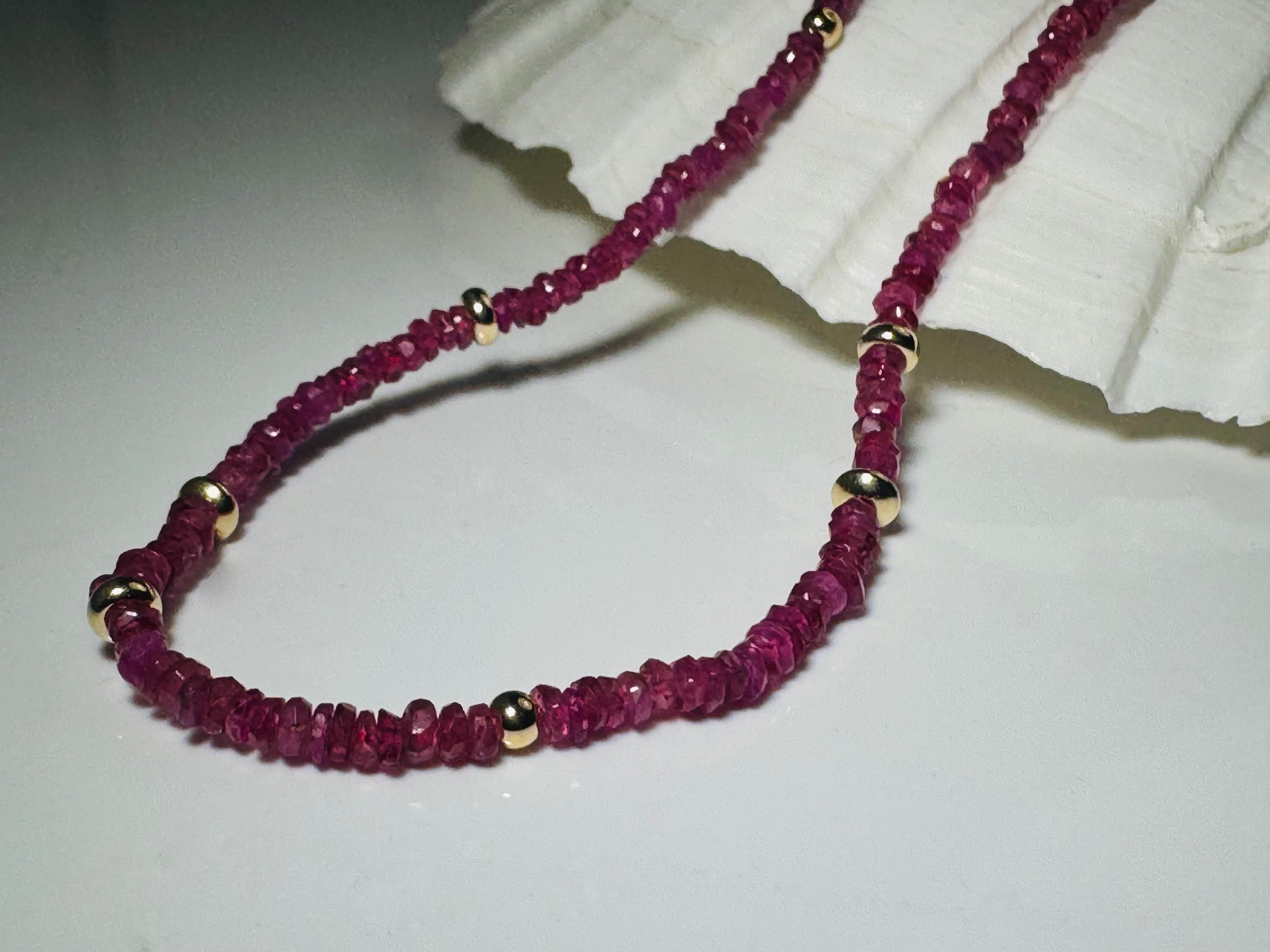 Ruby Bead 14k Necklace