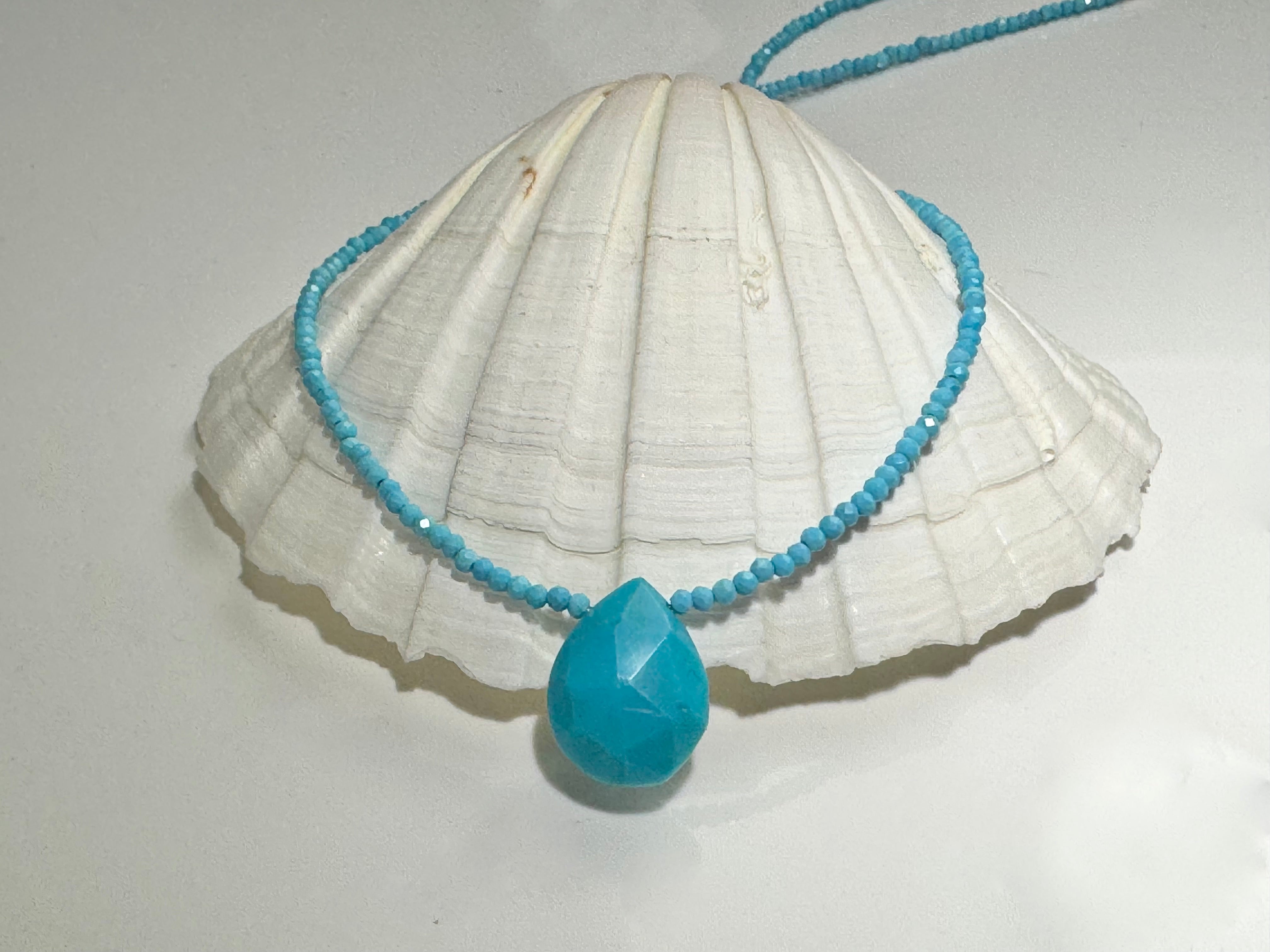 Turquoise Bead SS Necklace