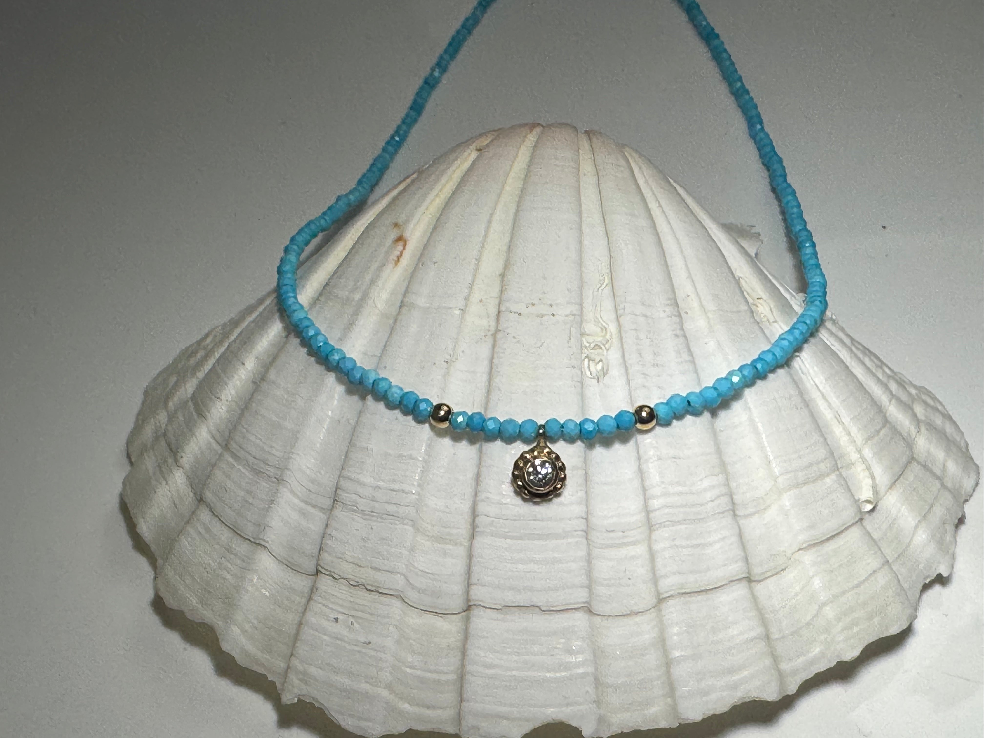Turquoise & Diamond 14k Necklace