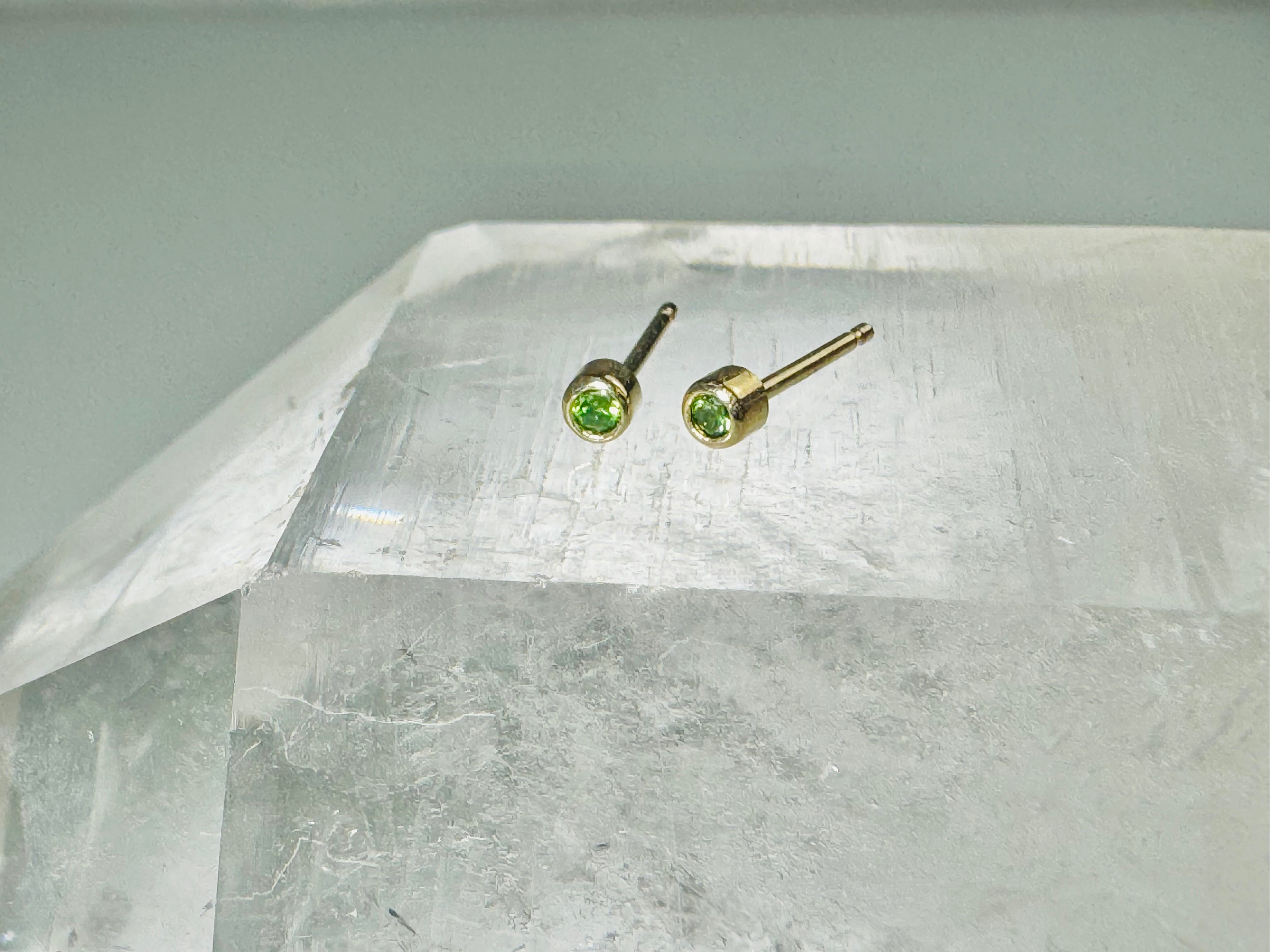 Green Diamond 14k Studs