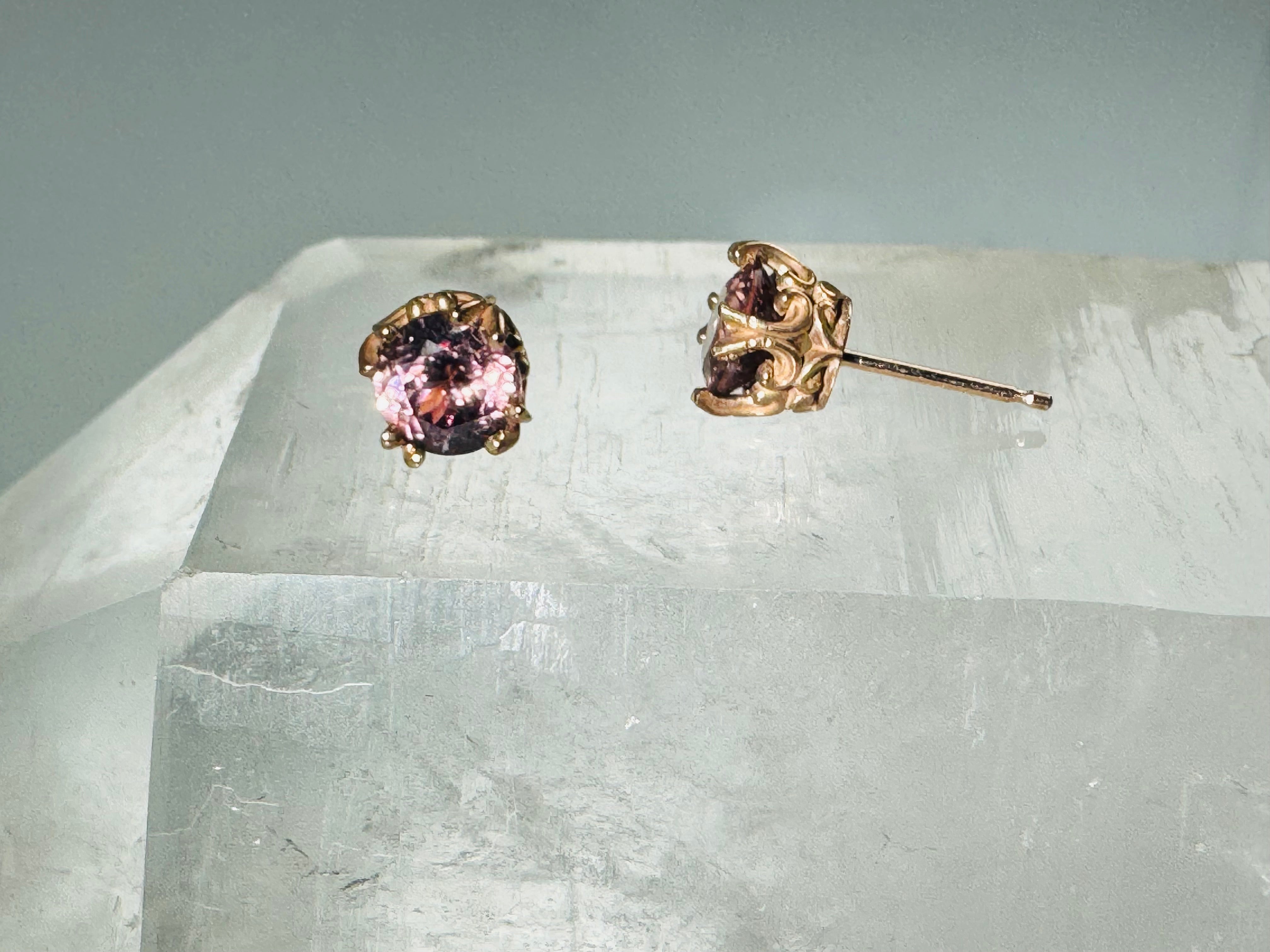 Pink Zircon Rose Gold Studs