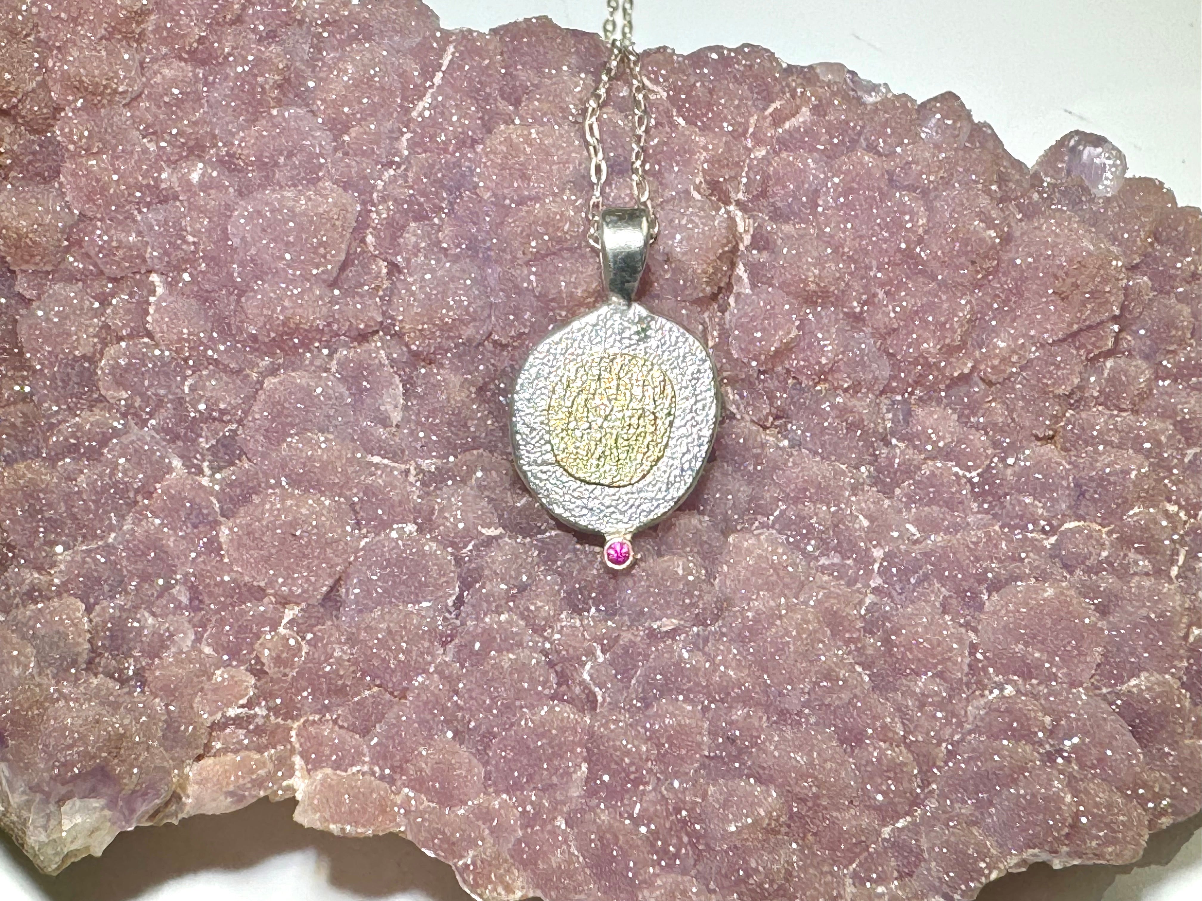 Pink Sapphire Two Tone Pendant