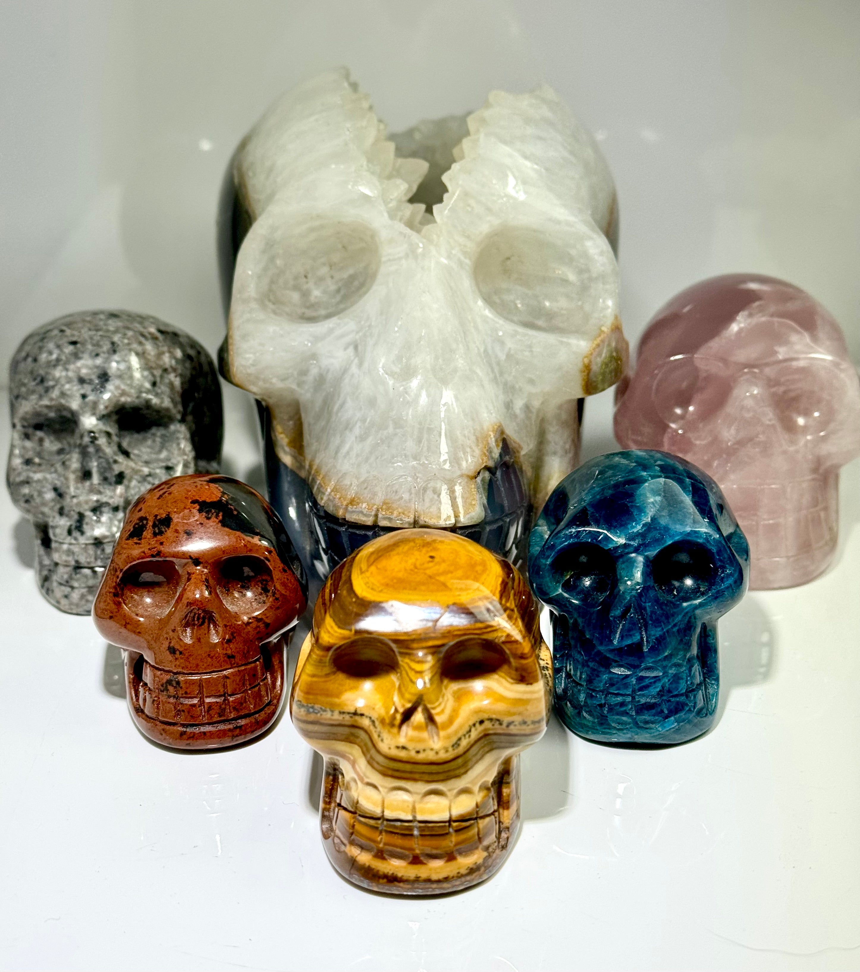 Rose Quartz Skull Stone Carving
