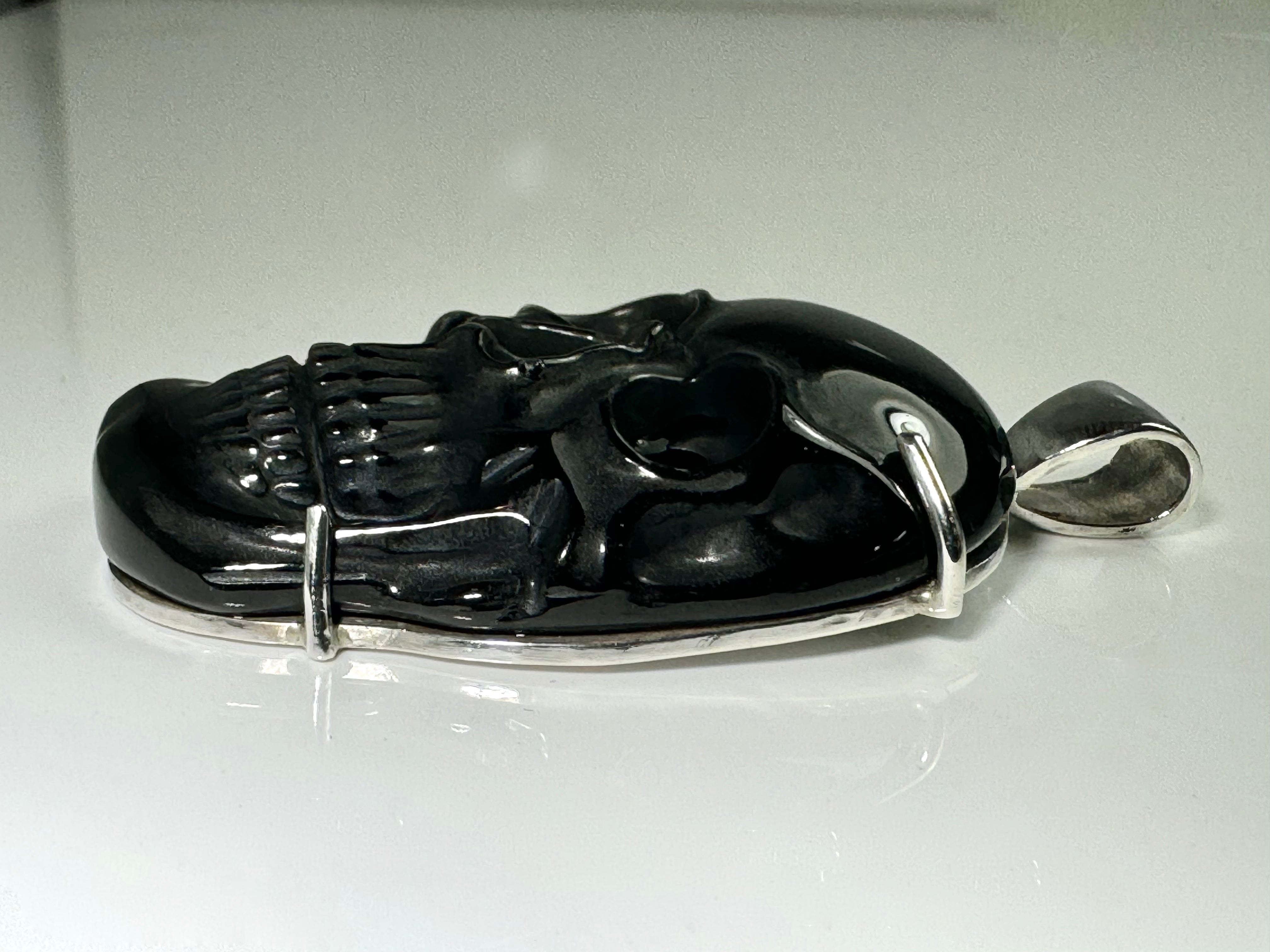 Skull Obsidian Sterling Pendant
