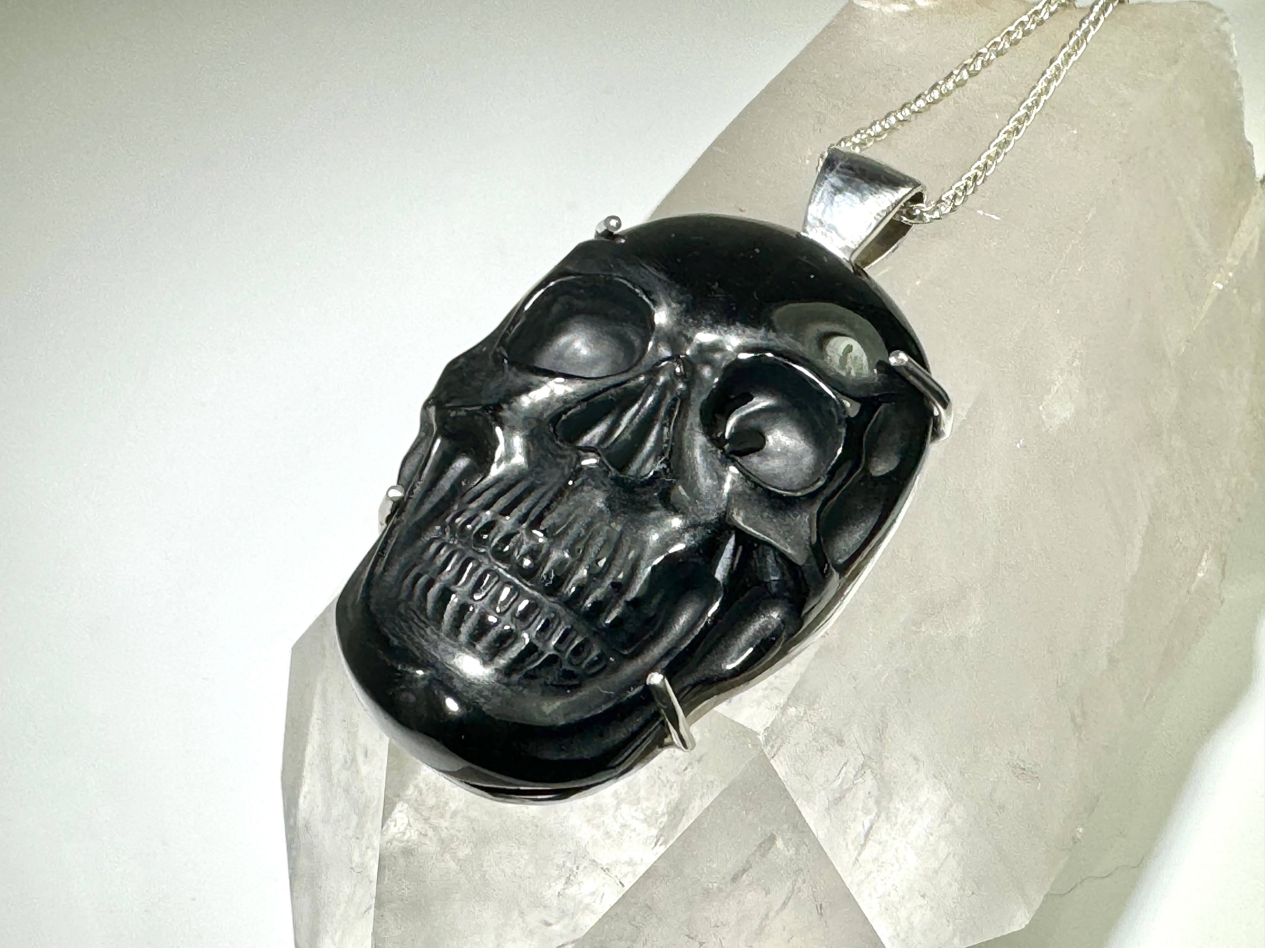 Skull Obsidian Sterling Pendant