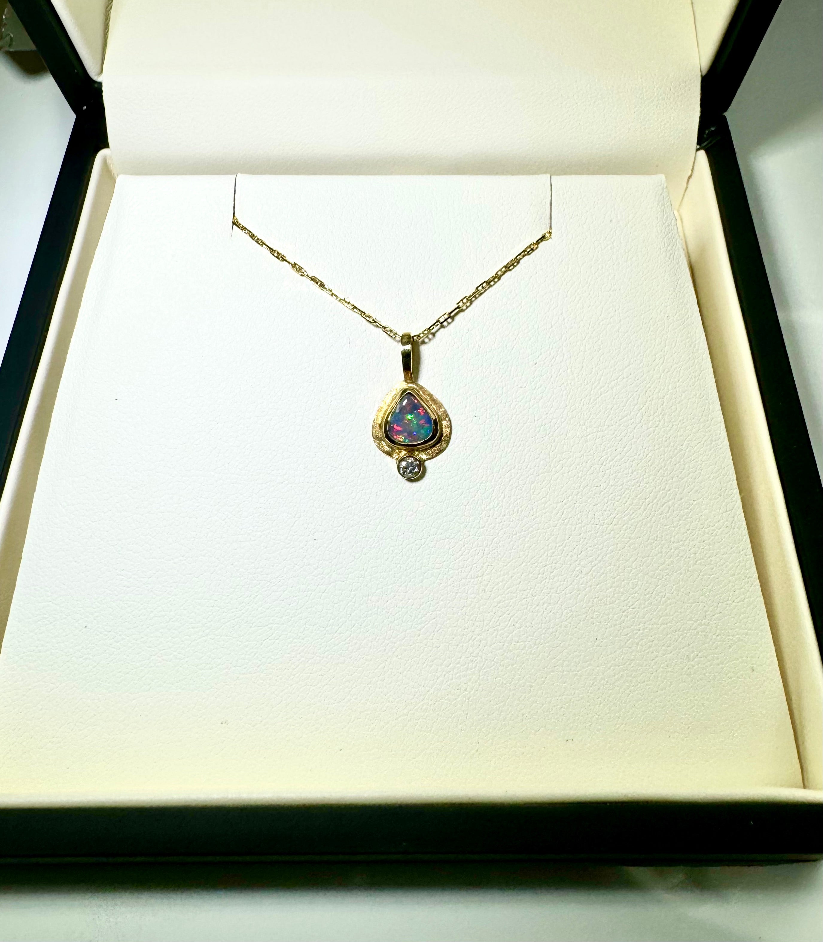 Black Opal Diamond 18k Pendant