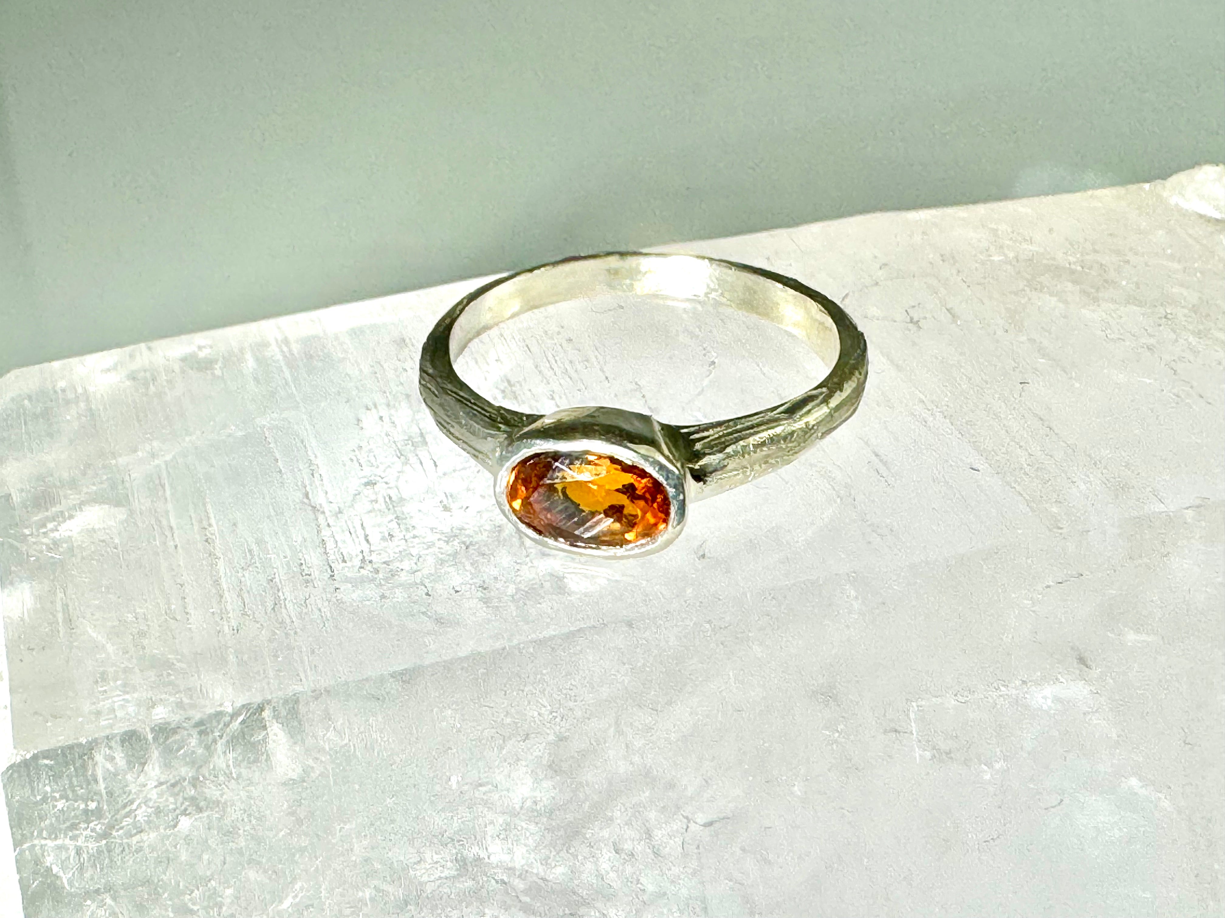 Citrine Bark Sterling Band