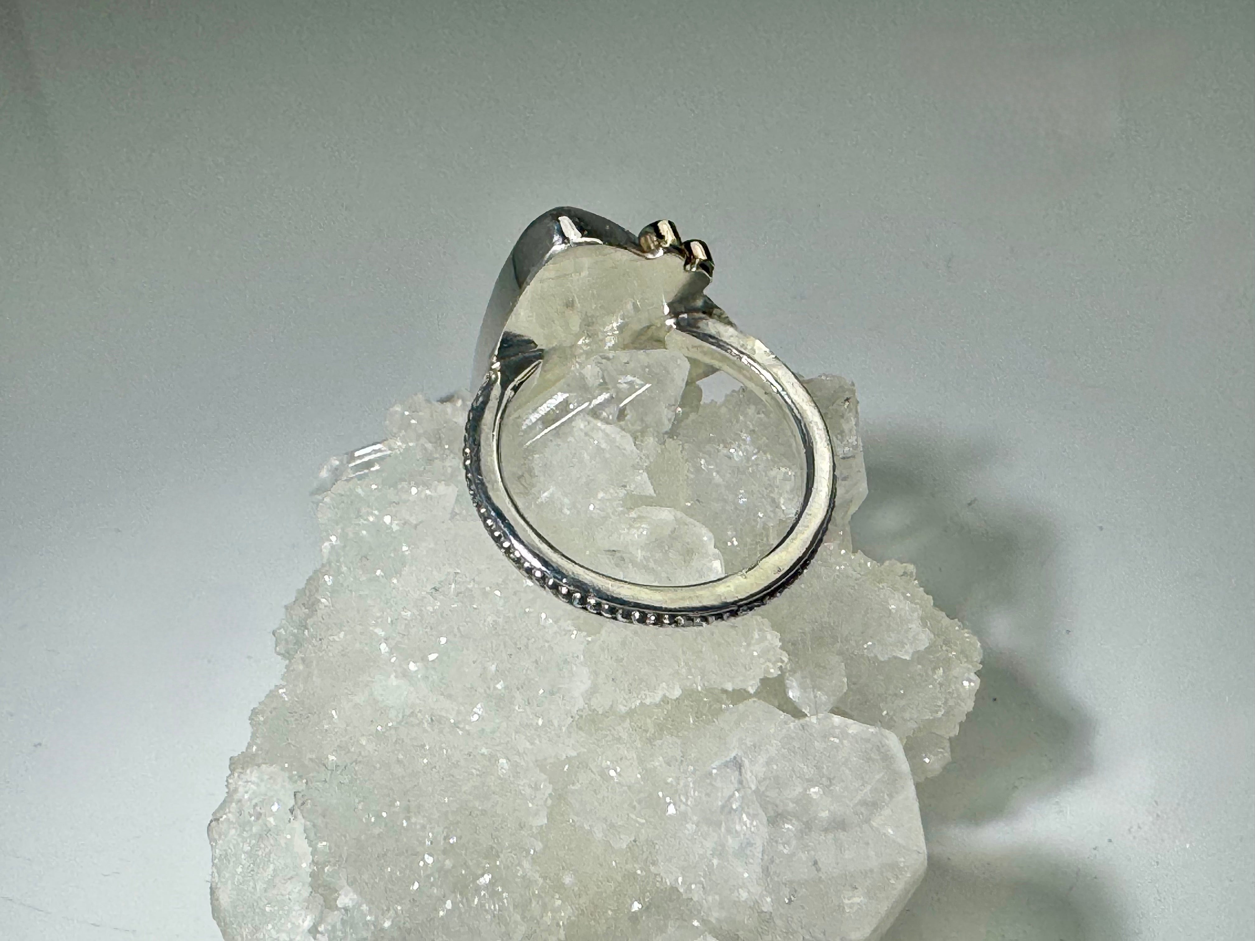 Bloodstone & Ruby Triangle Sterling Ring
