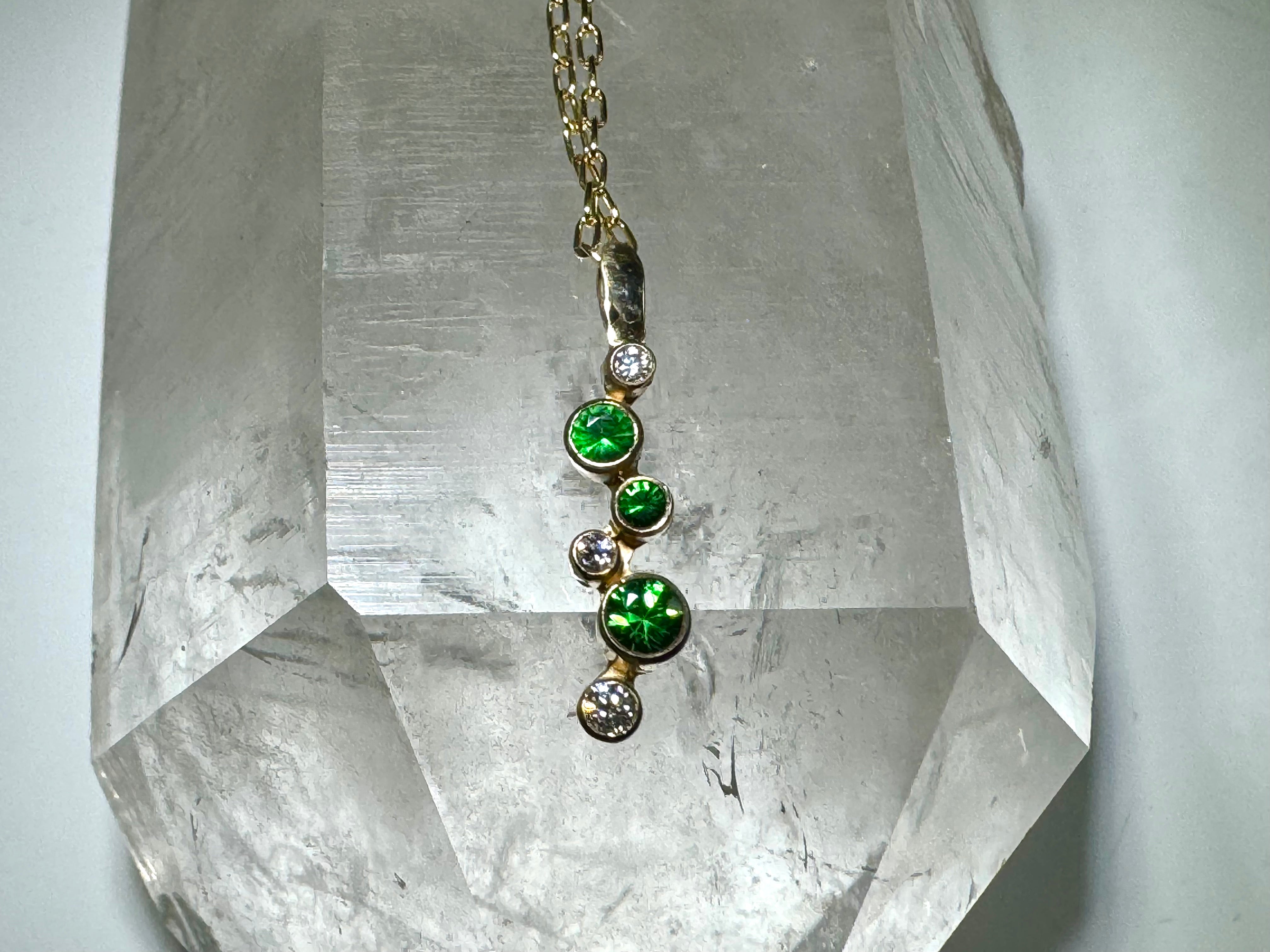 Tsavorite & Diamond 14k Pendant