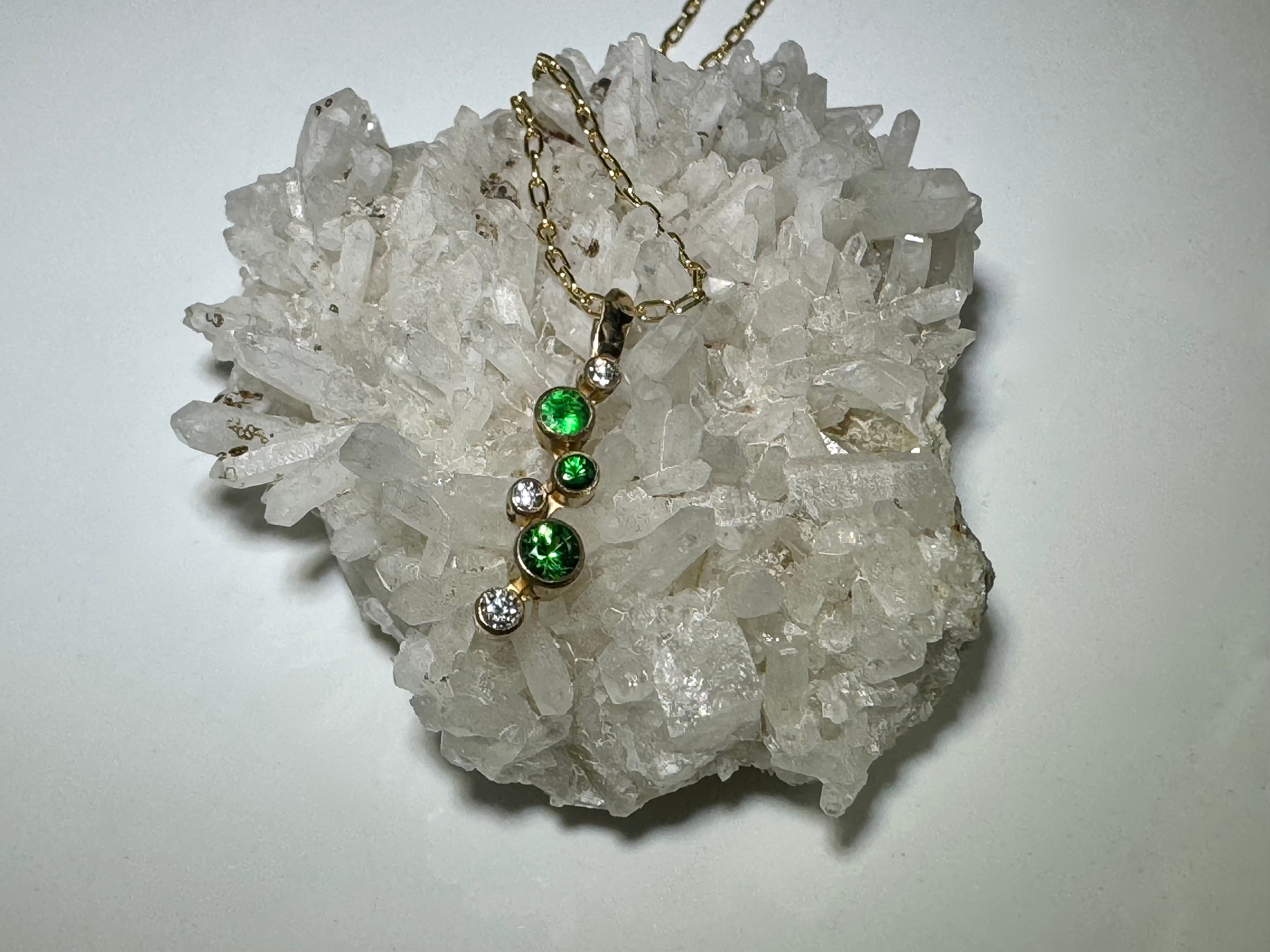 Tsavorite & Diamond 14k Pendant