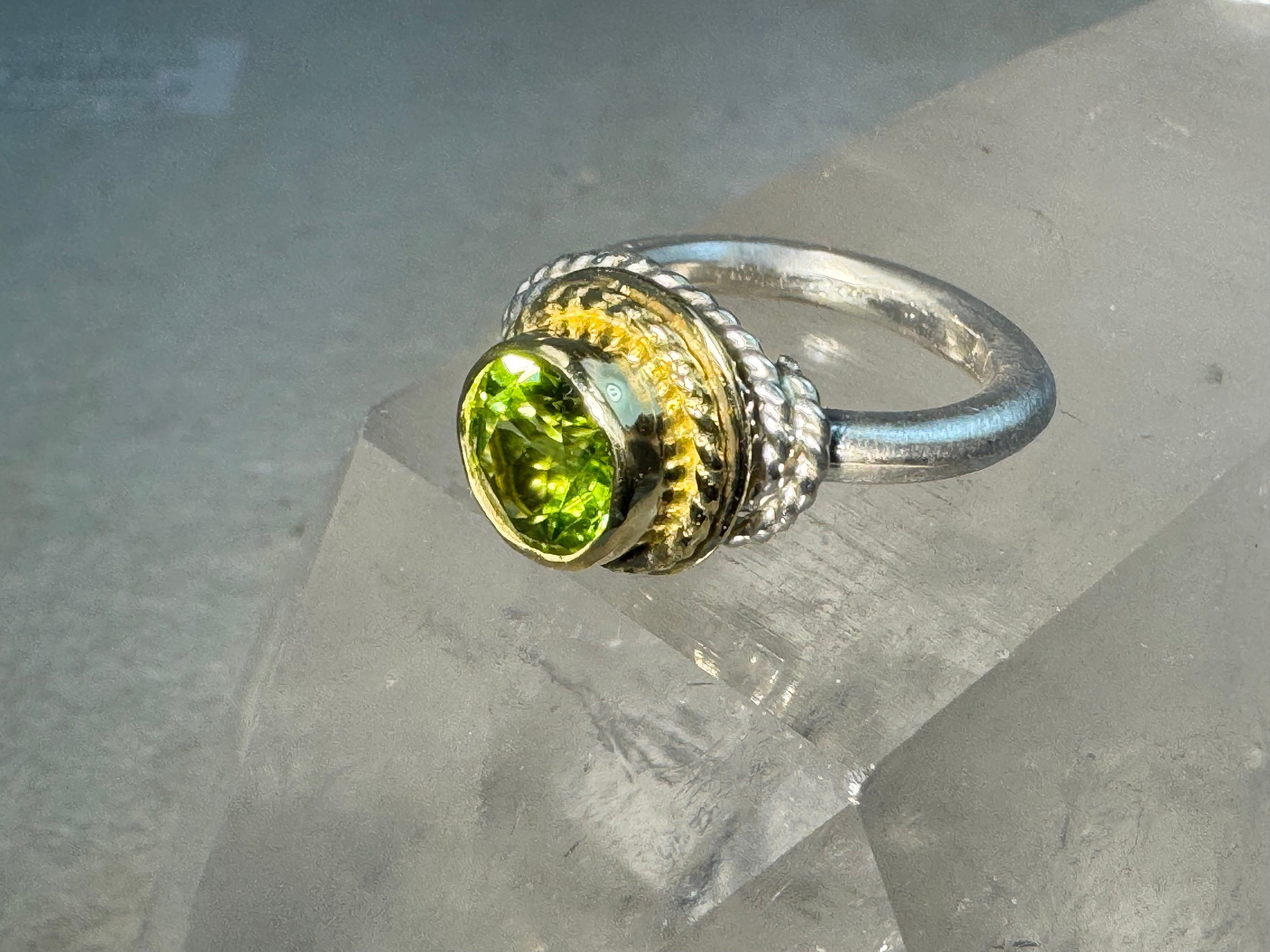 Peridot Rope Sterling & 18k Ring