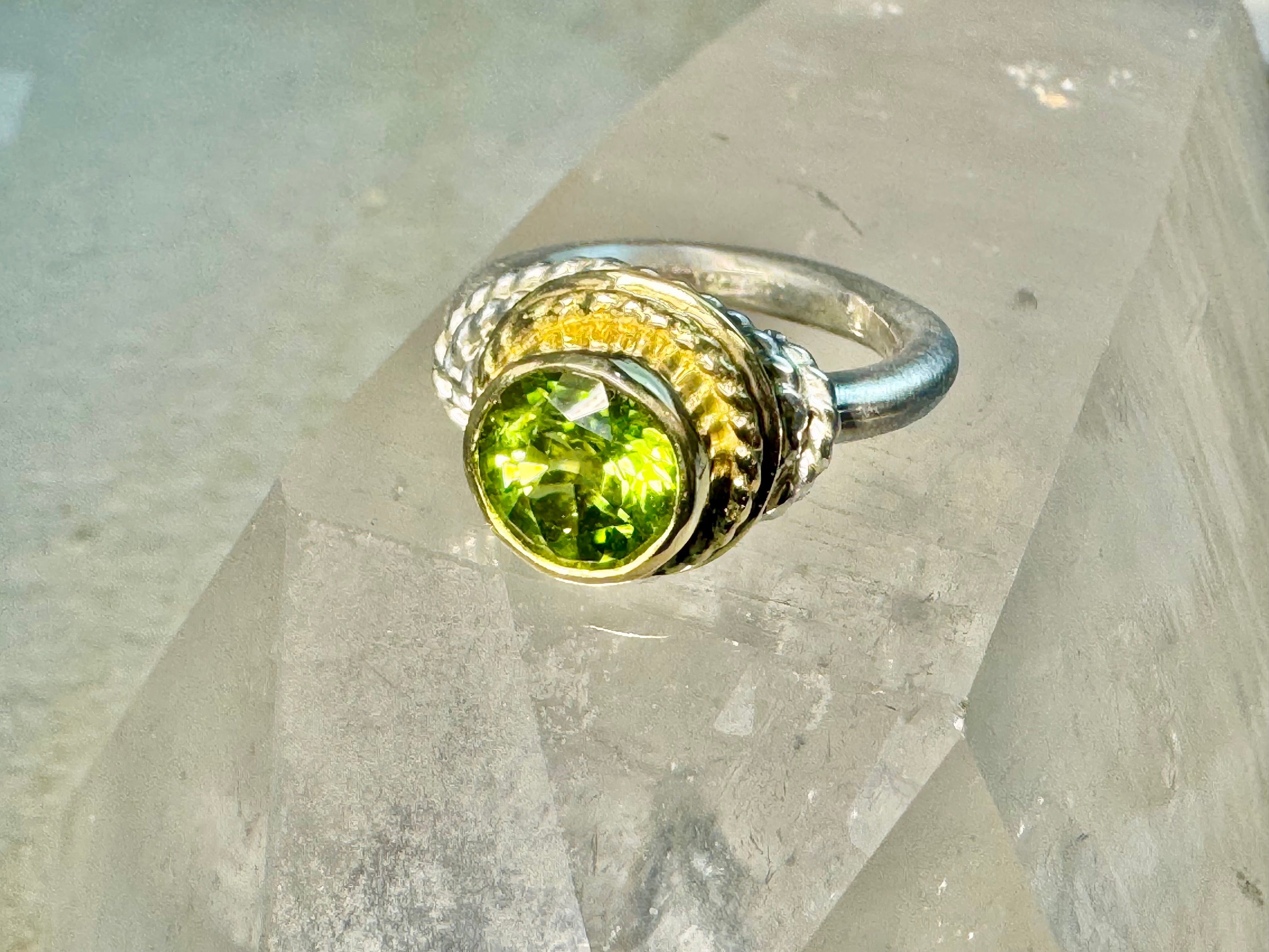 Peridot Rope Sterling & 18k Ring