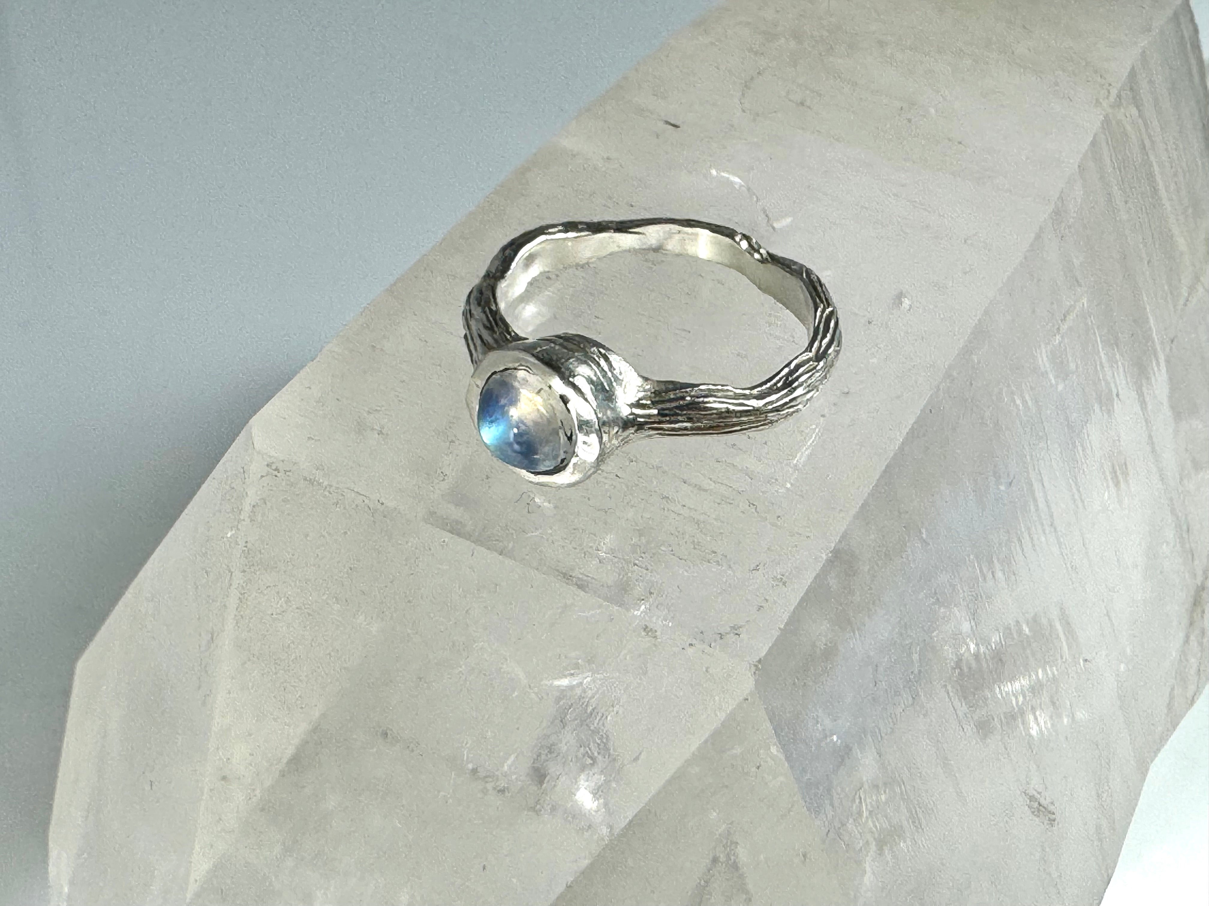 Moonstone Bark Sterling Ring