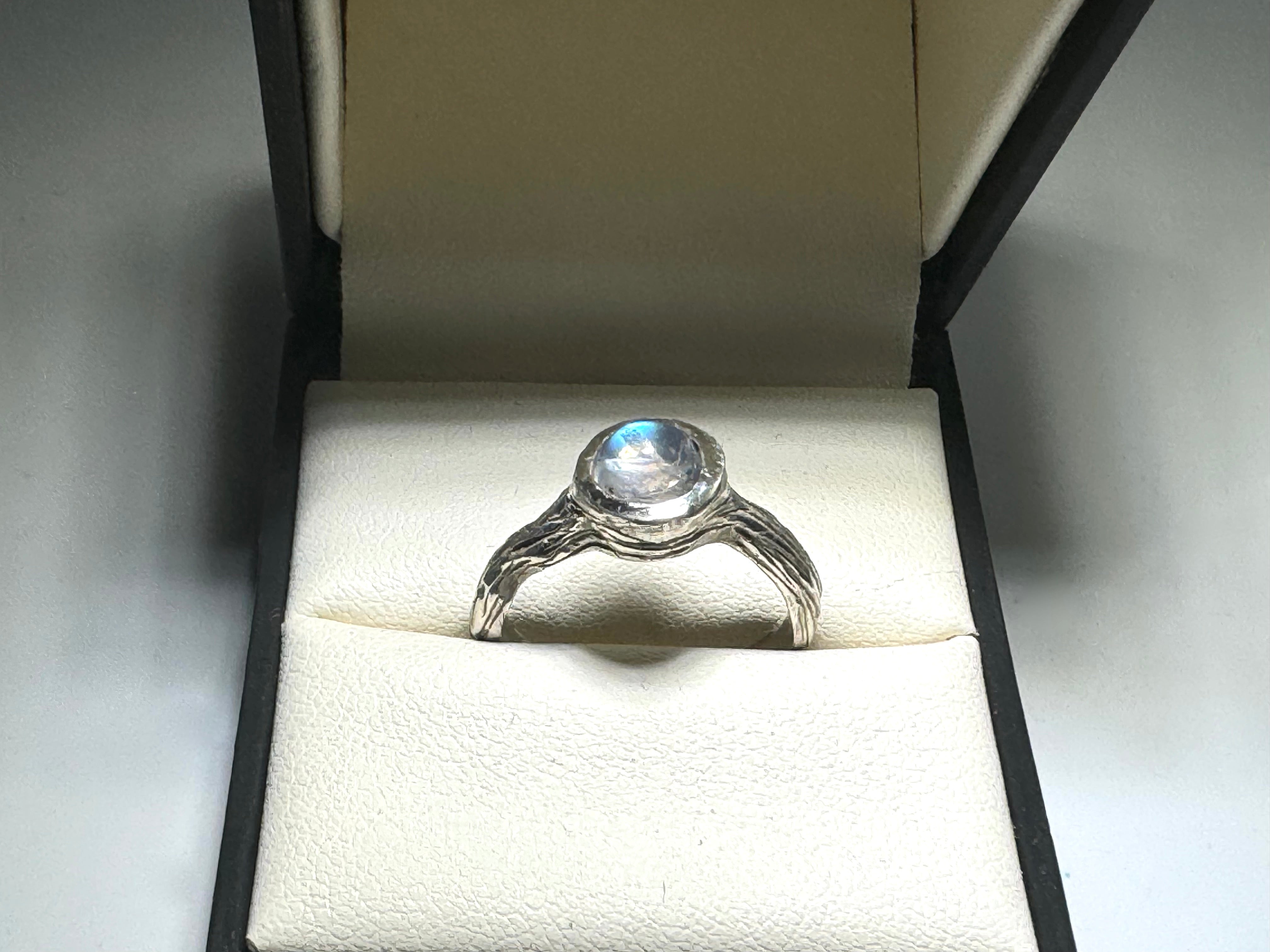 Moonstone Bark Sterling Ring