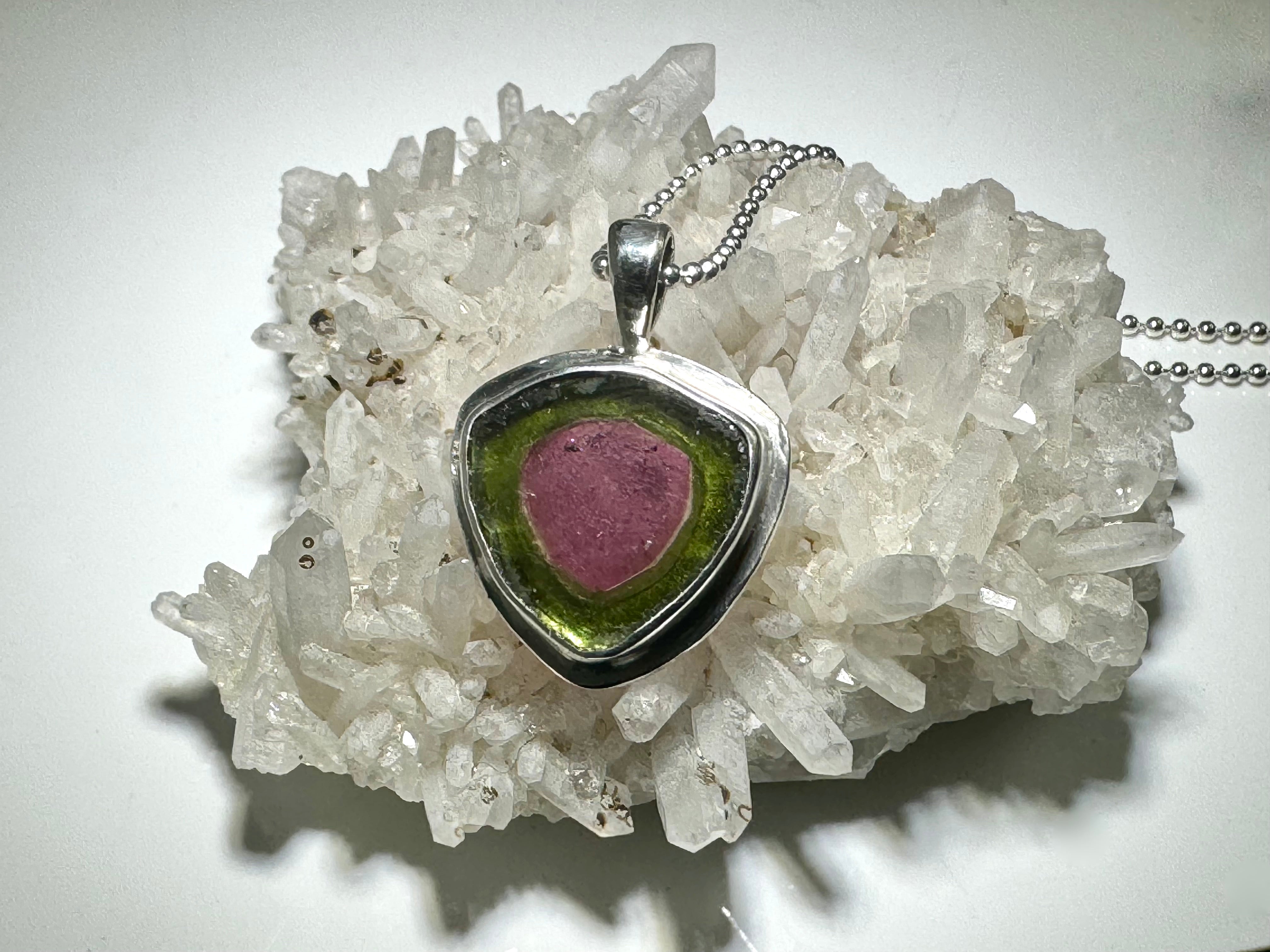 Watermelon Tourmaline Sterling Pendant