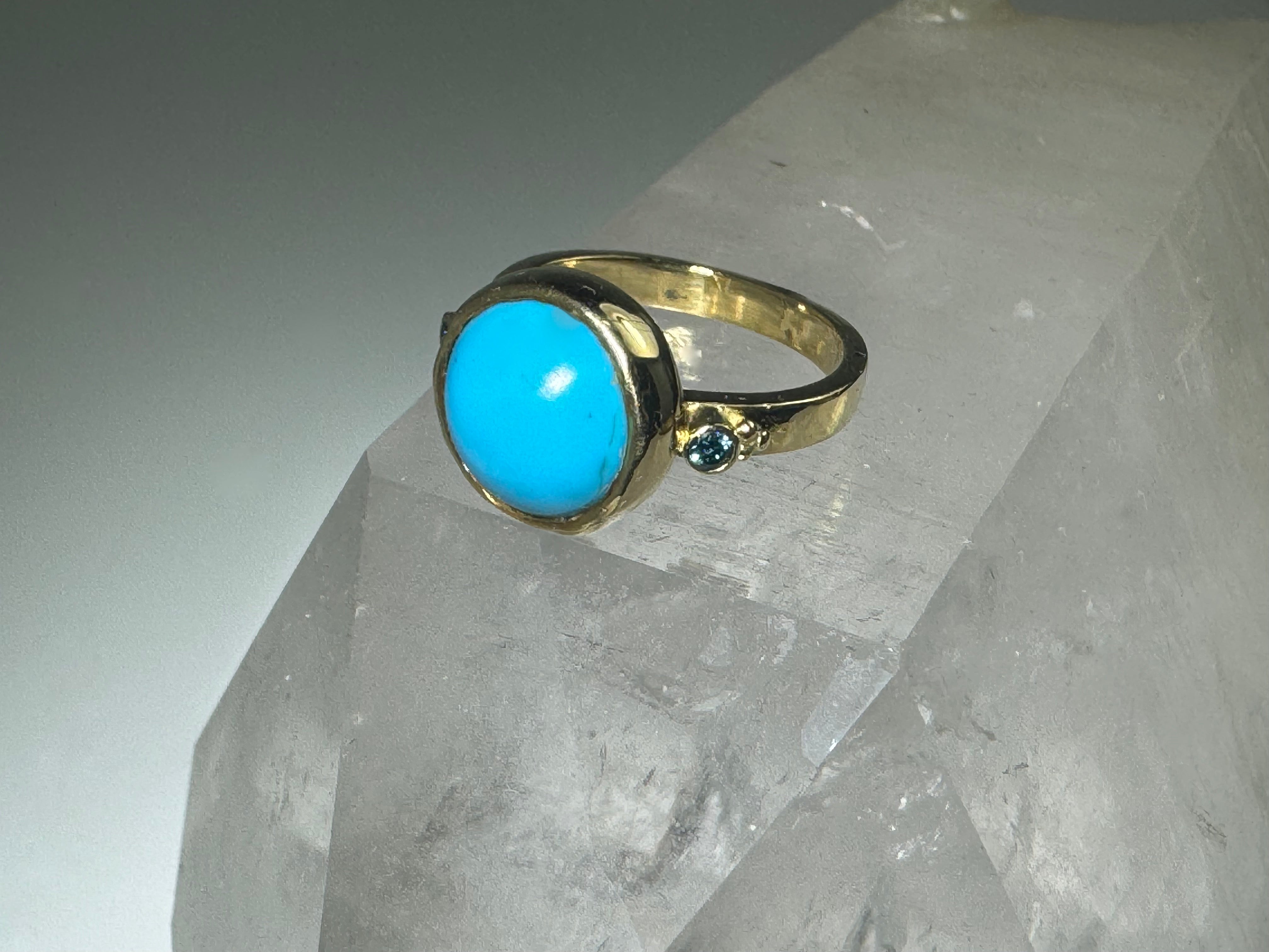 Turquoise & Blue Diamond 18k Gold Ring