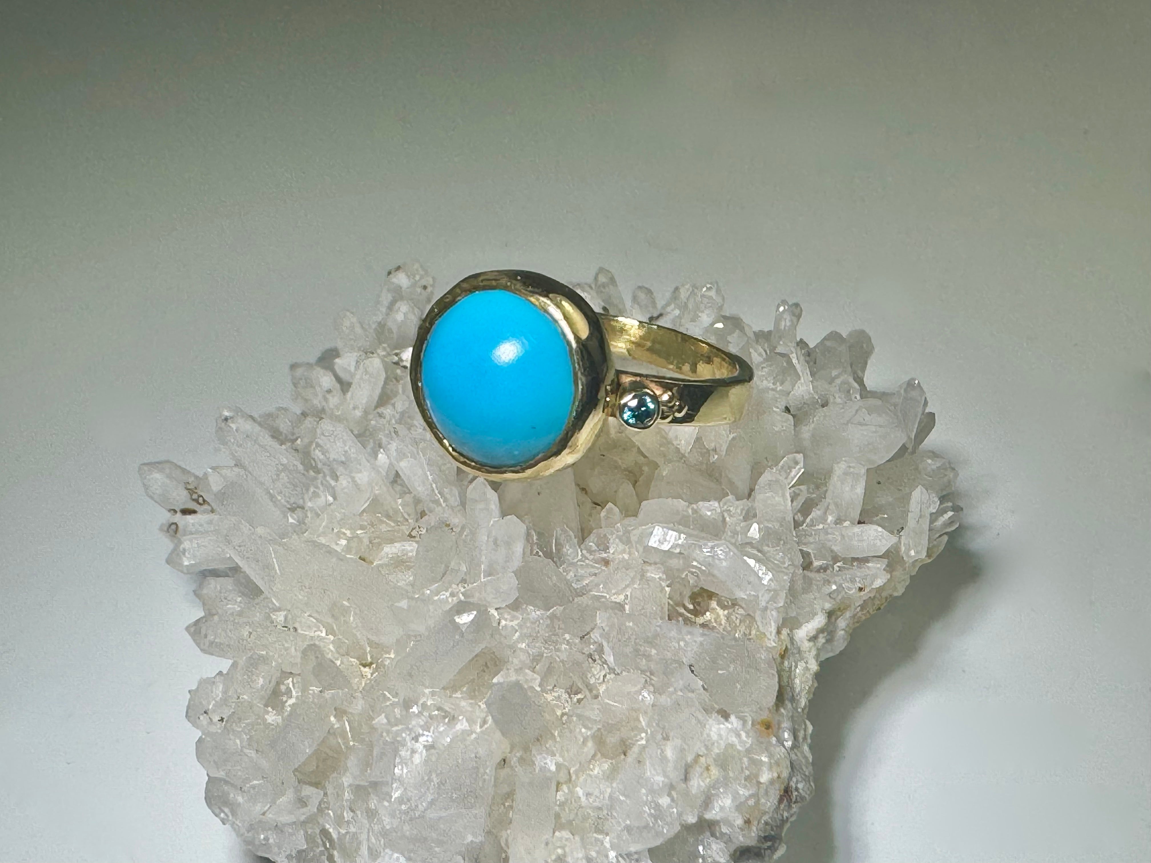 Turquoise & Blue Diamond 18k Gold Ring
