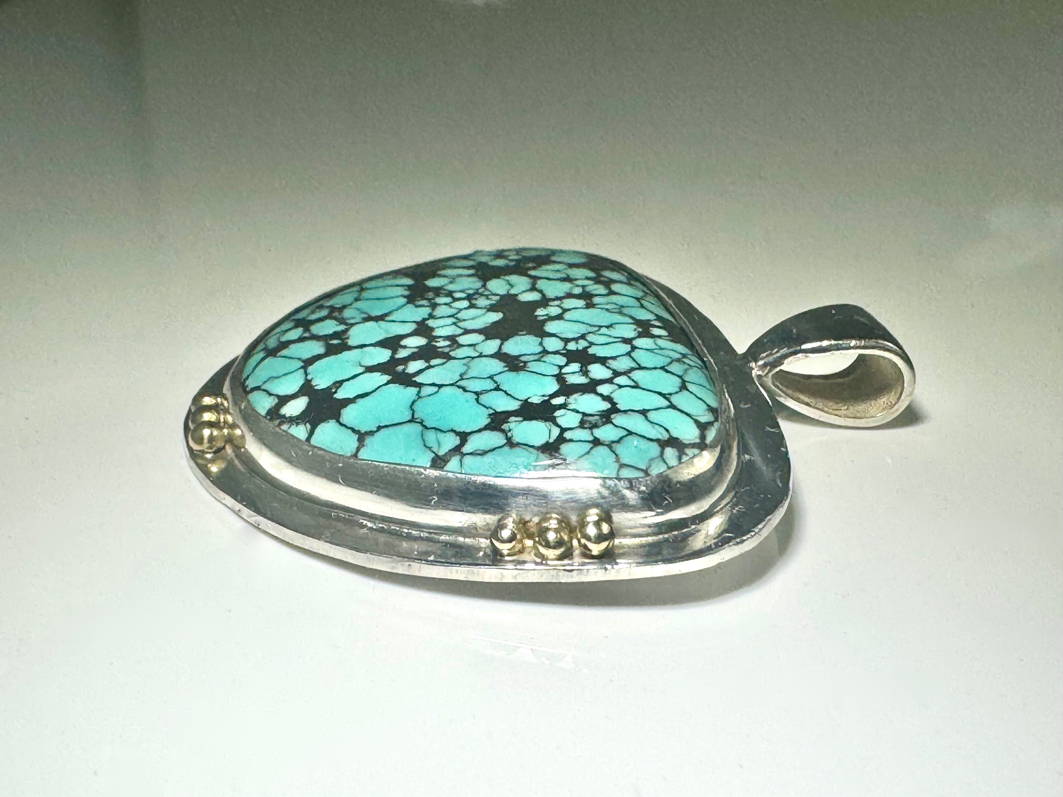 Turquoise Sterling Silver & 18k Pendant