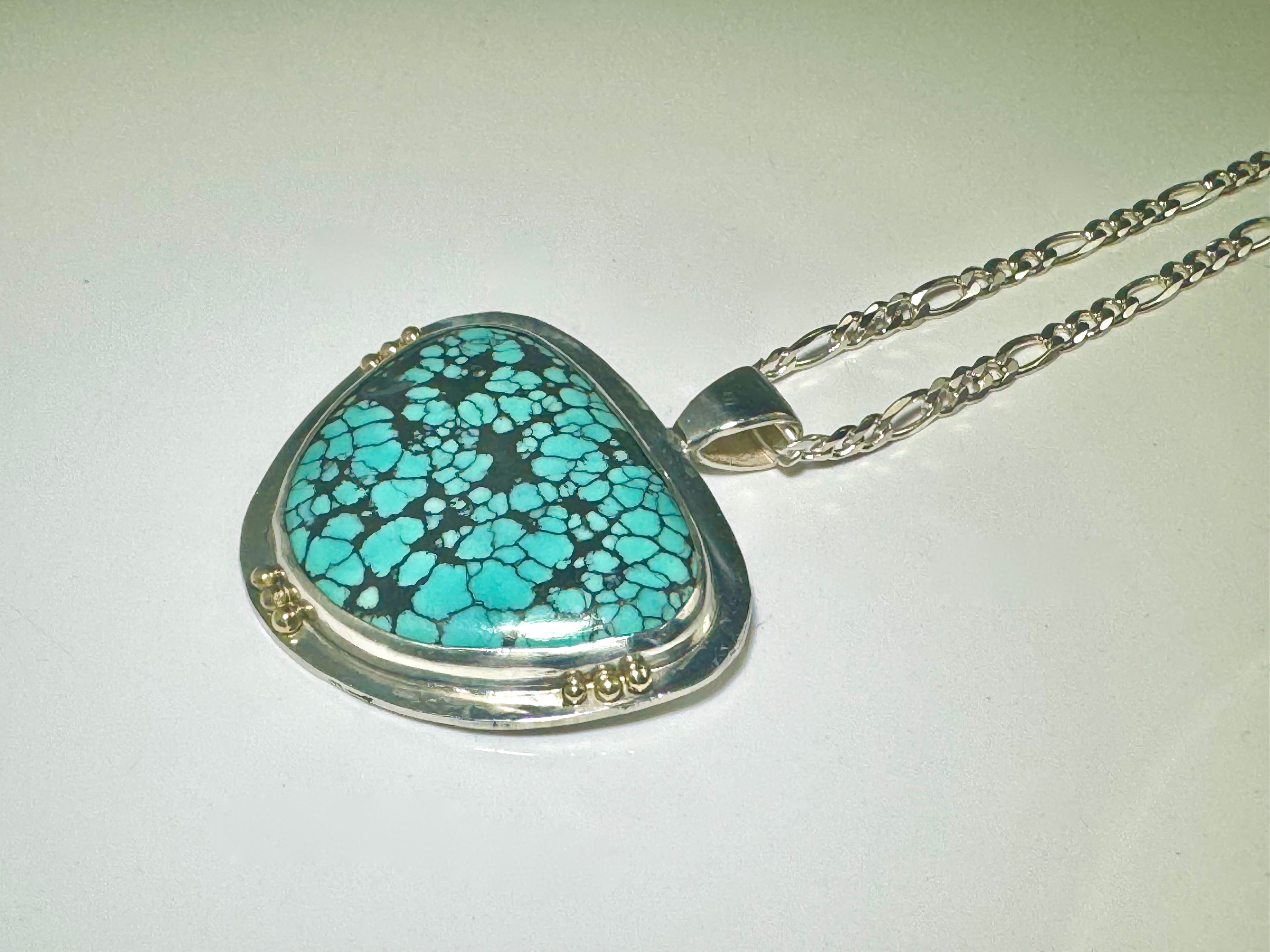 Turquoise Sterling Silver & 18k Pendant
