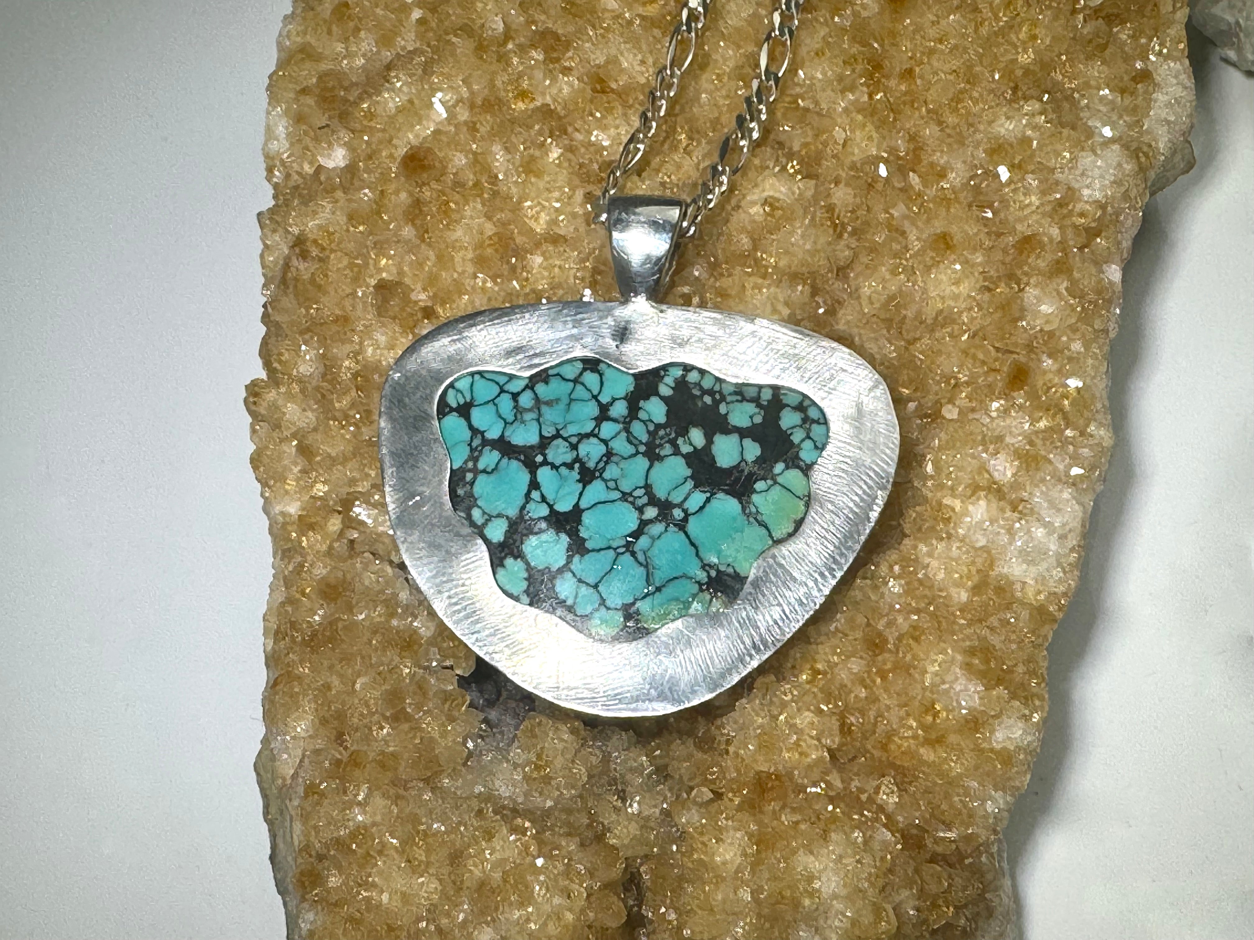 Turquoise Sterling Silver & 18k Pendant