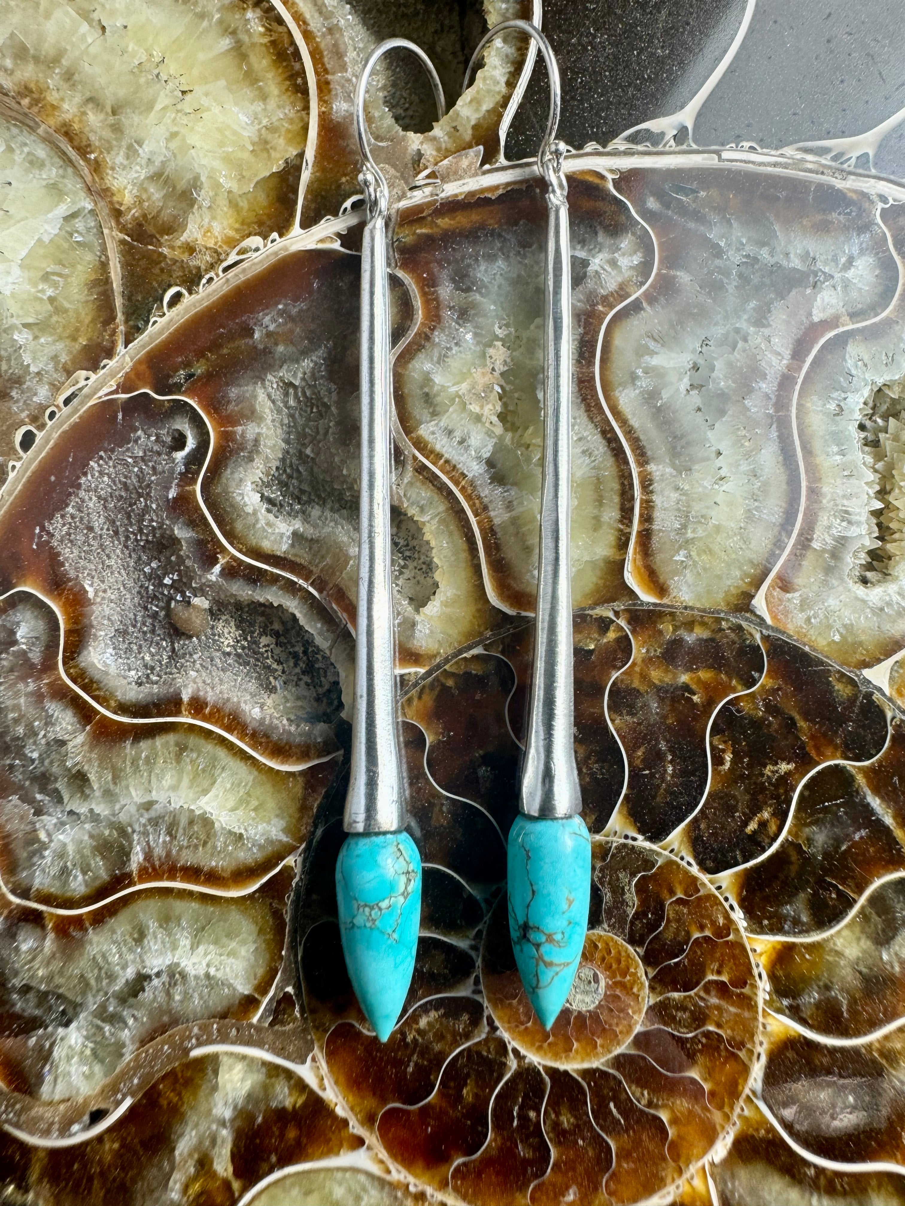 Turquoise Long Sterling Silver Drops