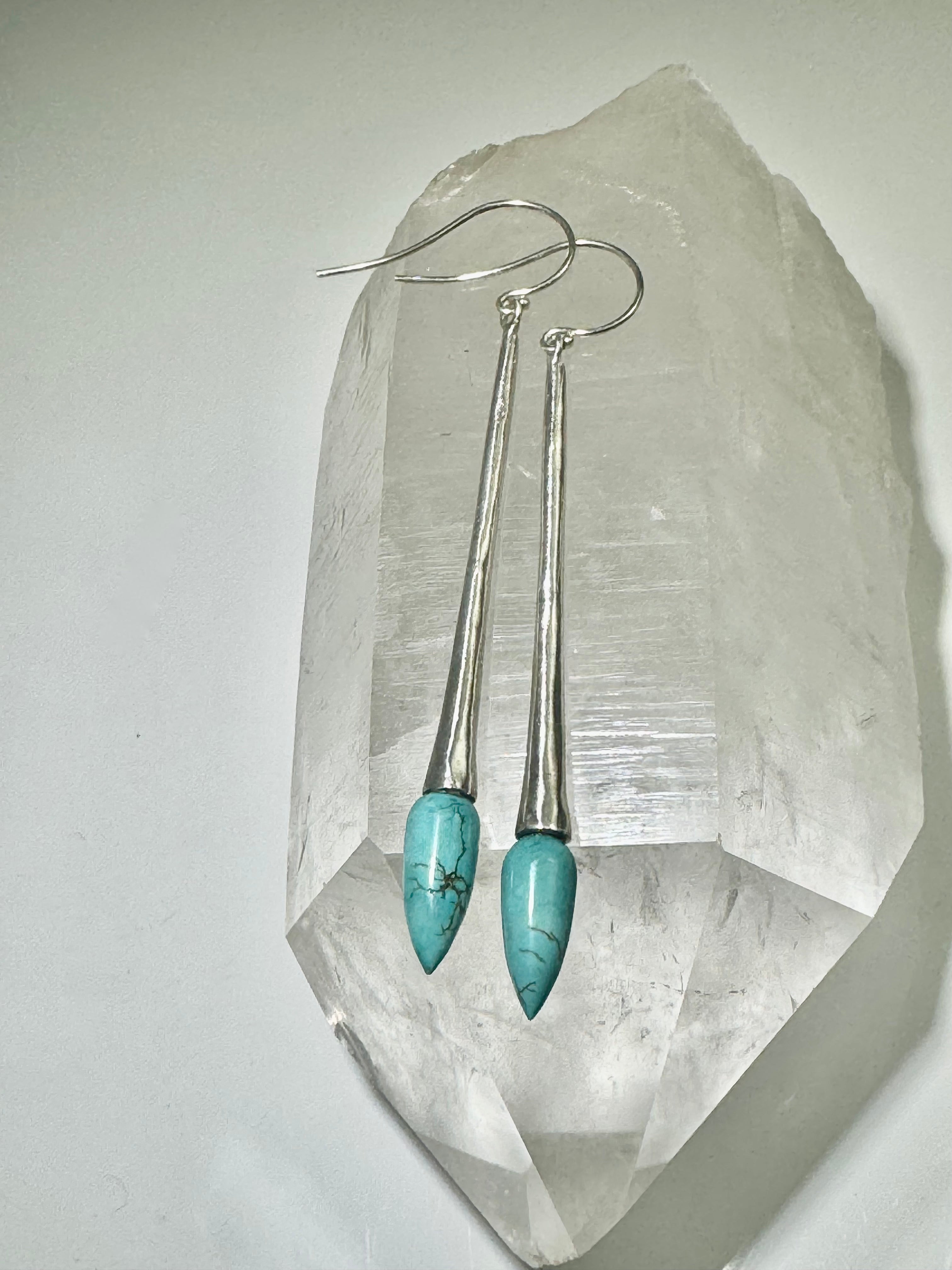 Turquoise Long Sterling Silver Drops