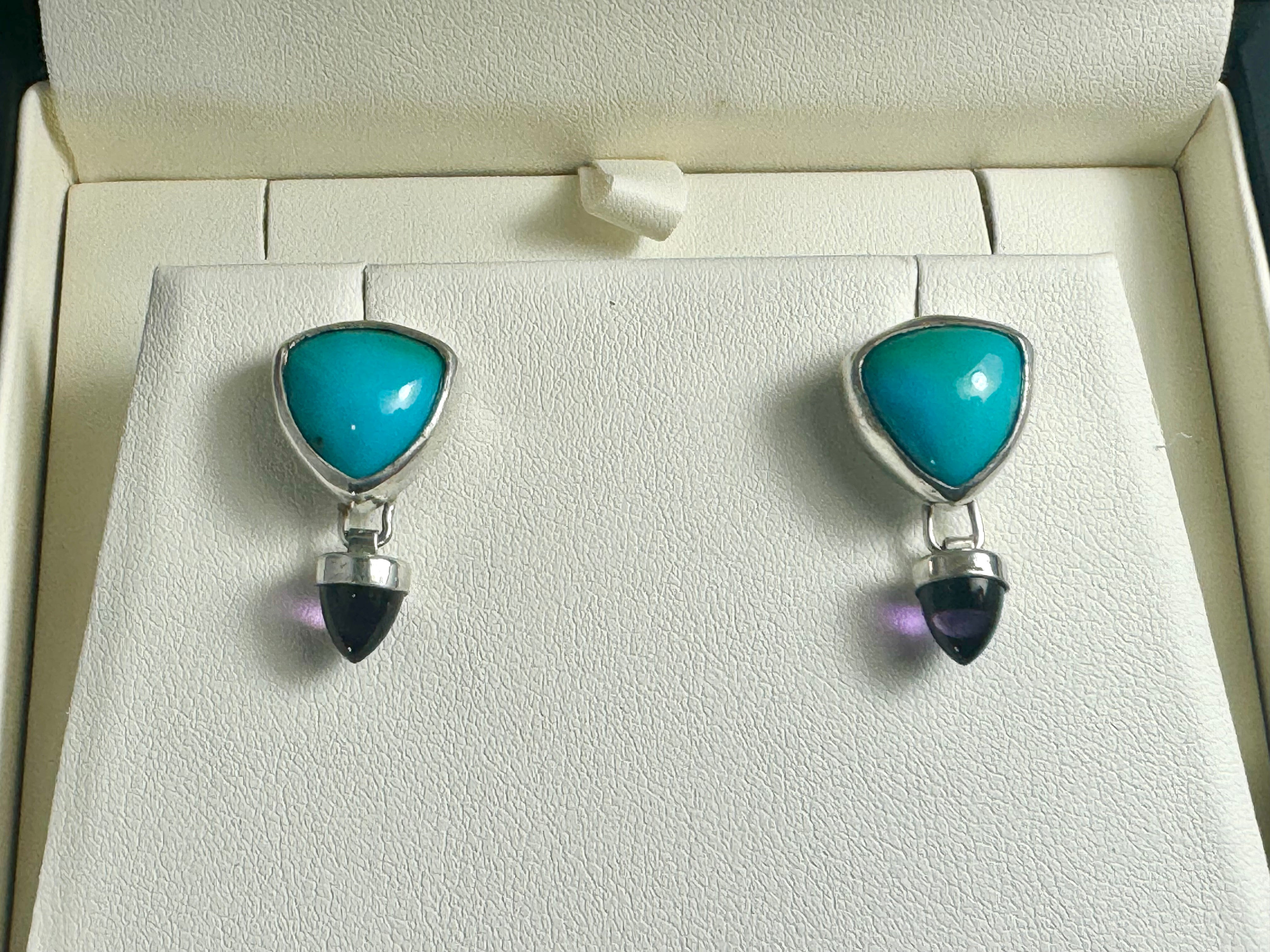 Turquoise & Amethyst Sterling Earrings