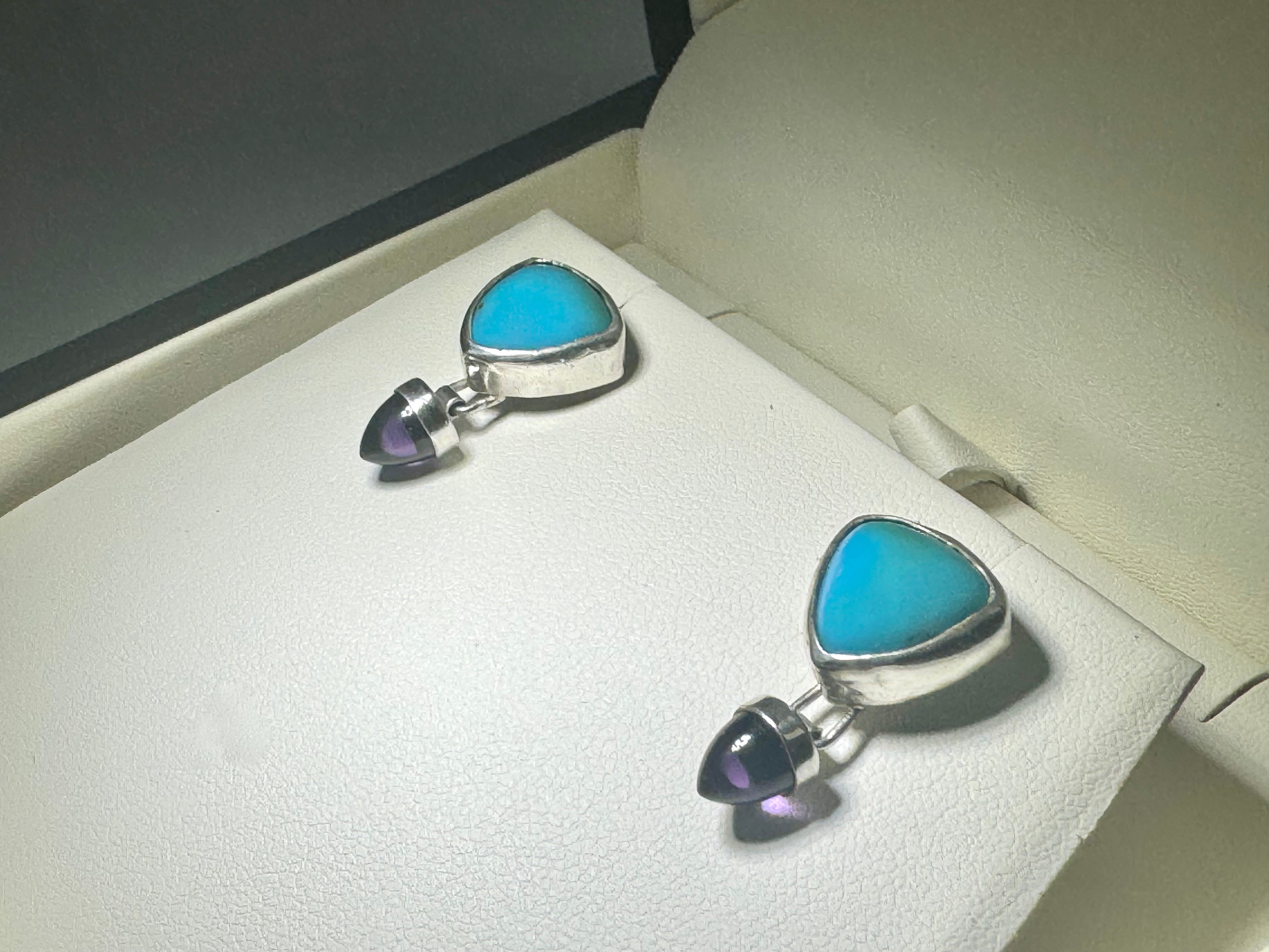 Turquoise & Amethyst Sterling Earrings
