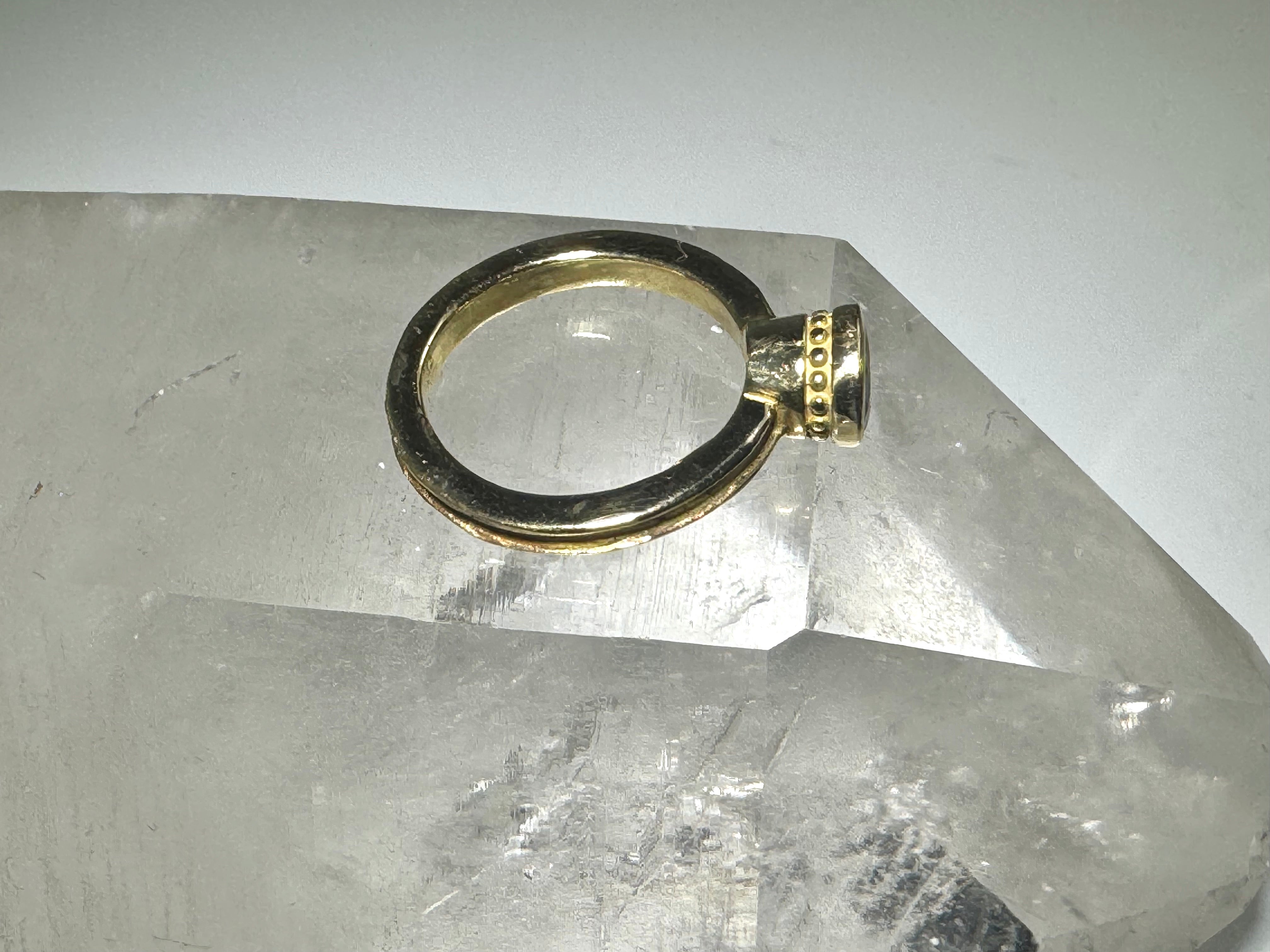 Tanzanite Beaded Bezel 18k Ring