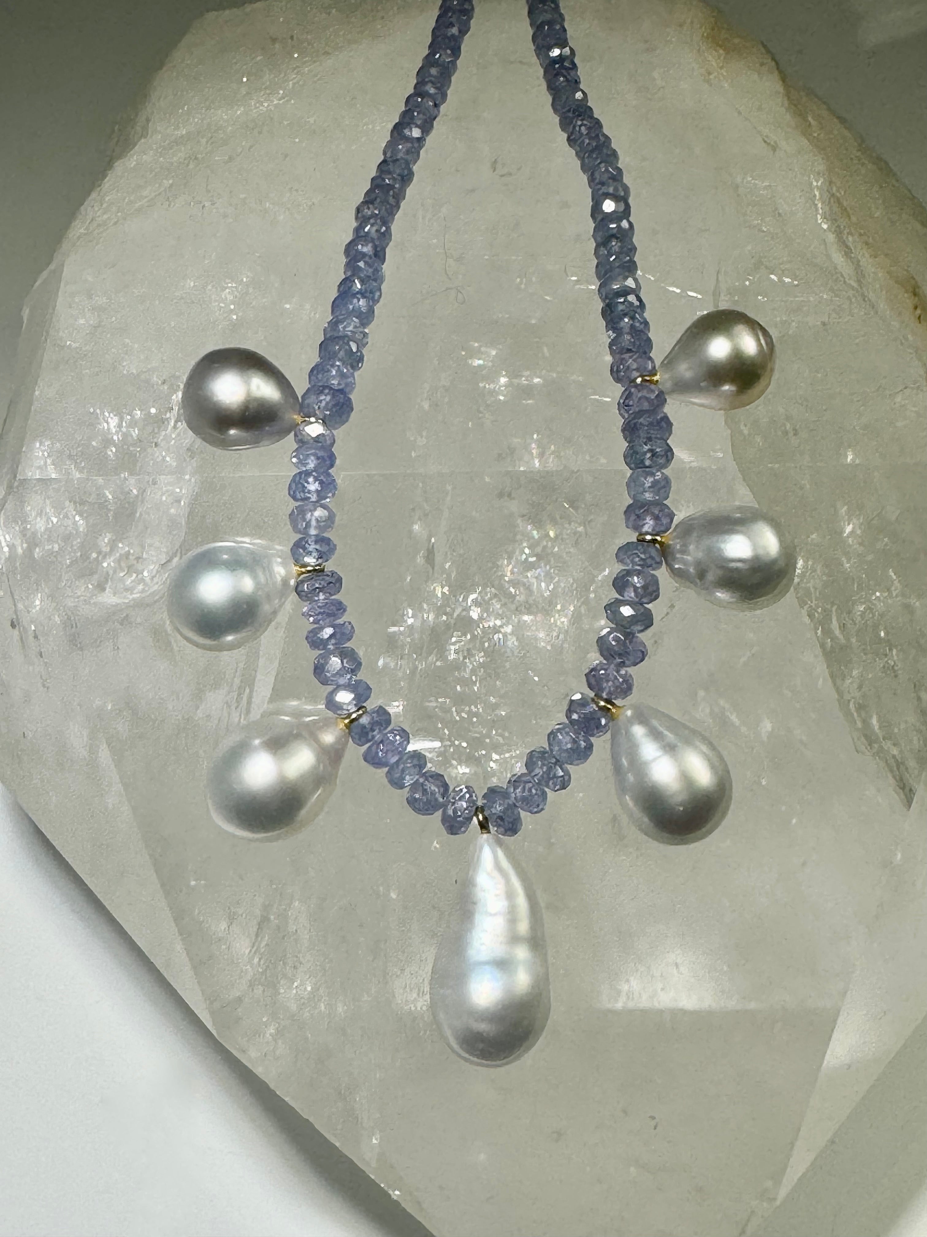 Tanzanite South Sea Pearl 14k Necklace