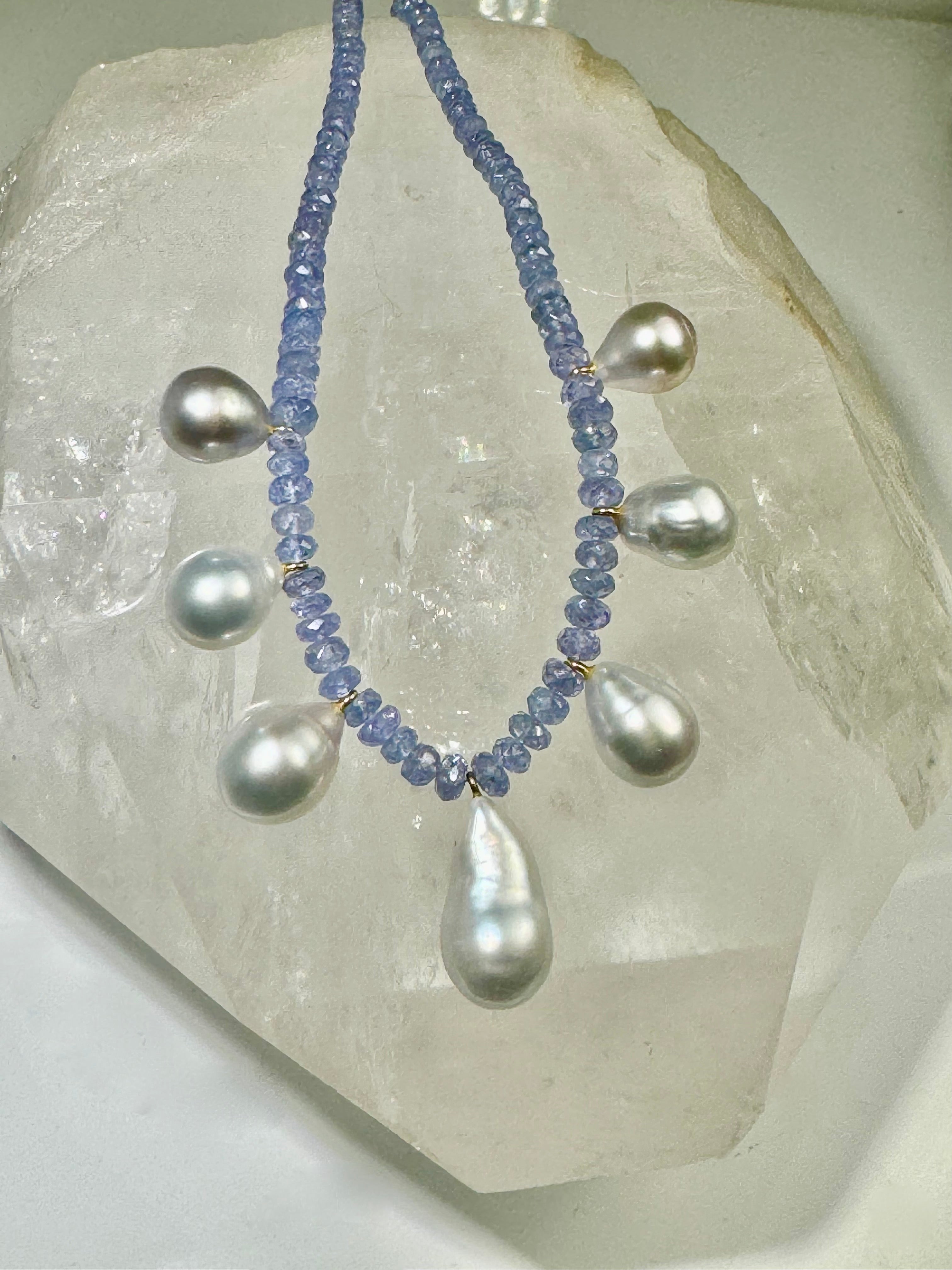 Tanzanite South Sea Pearl 14k Necklace