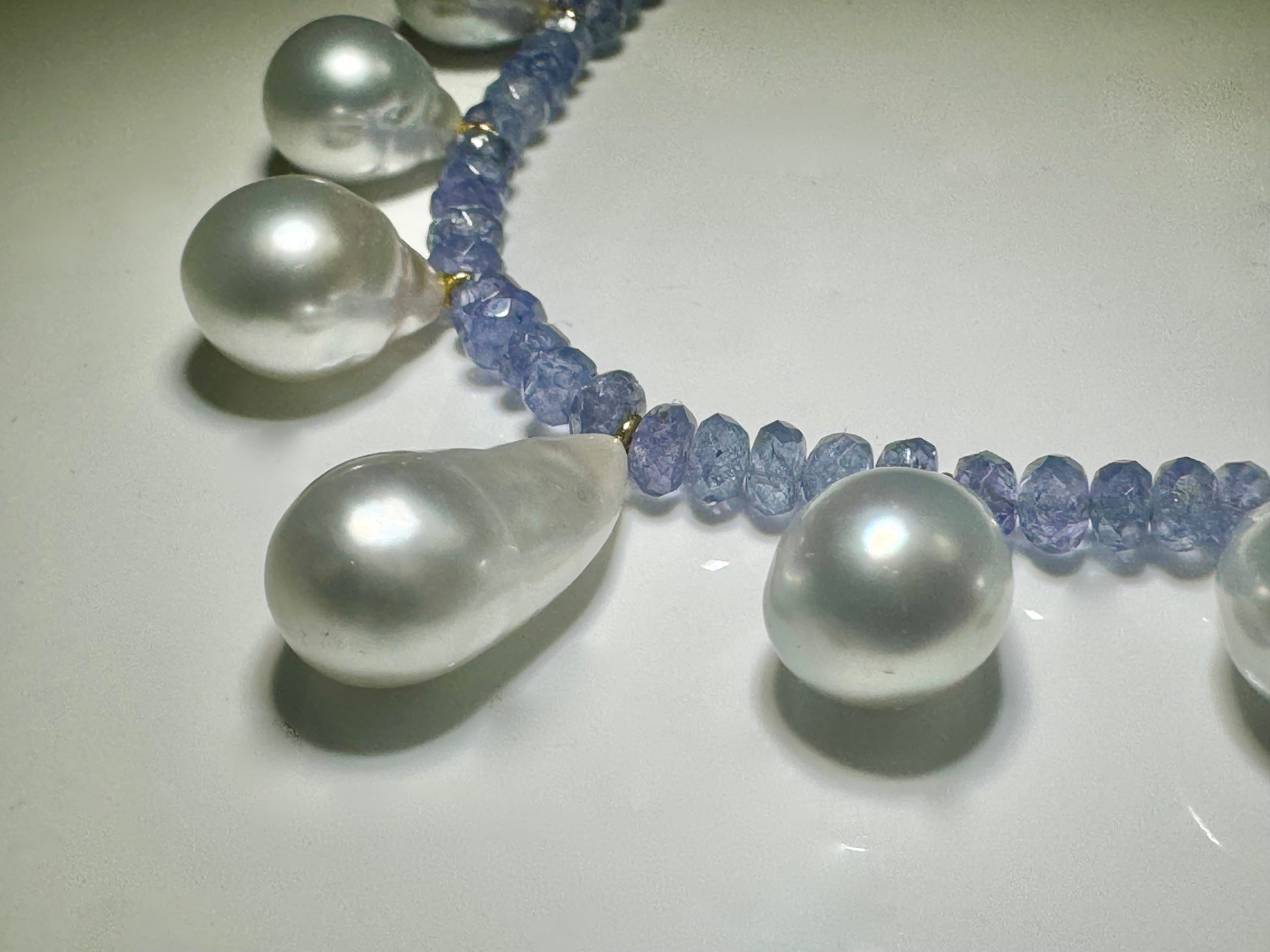 Tanzanite South Sea Pearl 14k Necklace