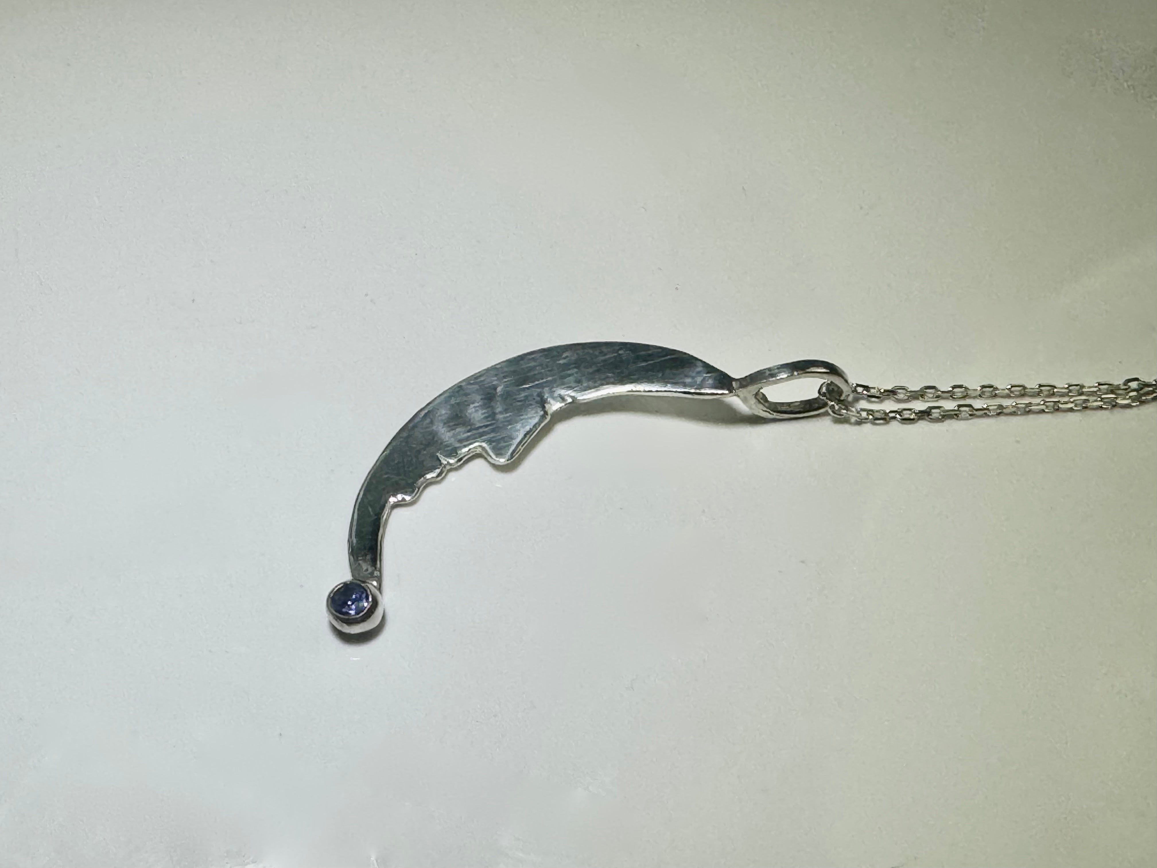 Crescent Man in Moon Tanzanite Sterling Pendant