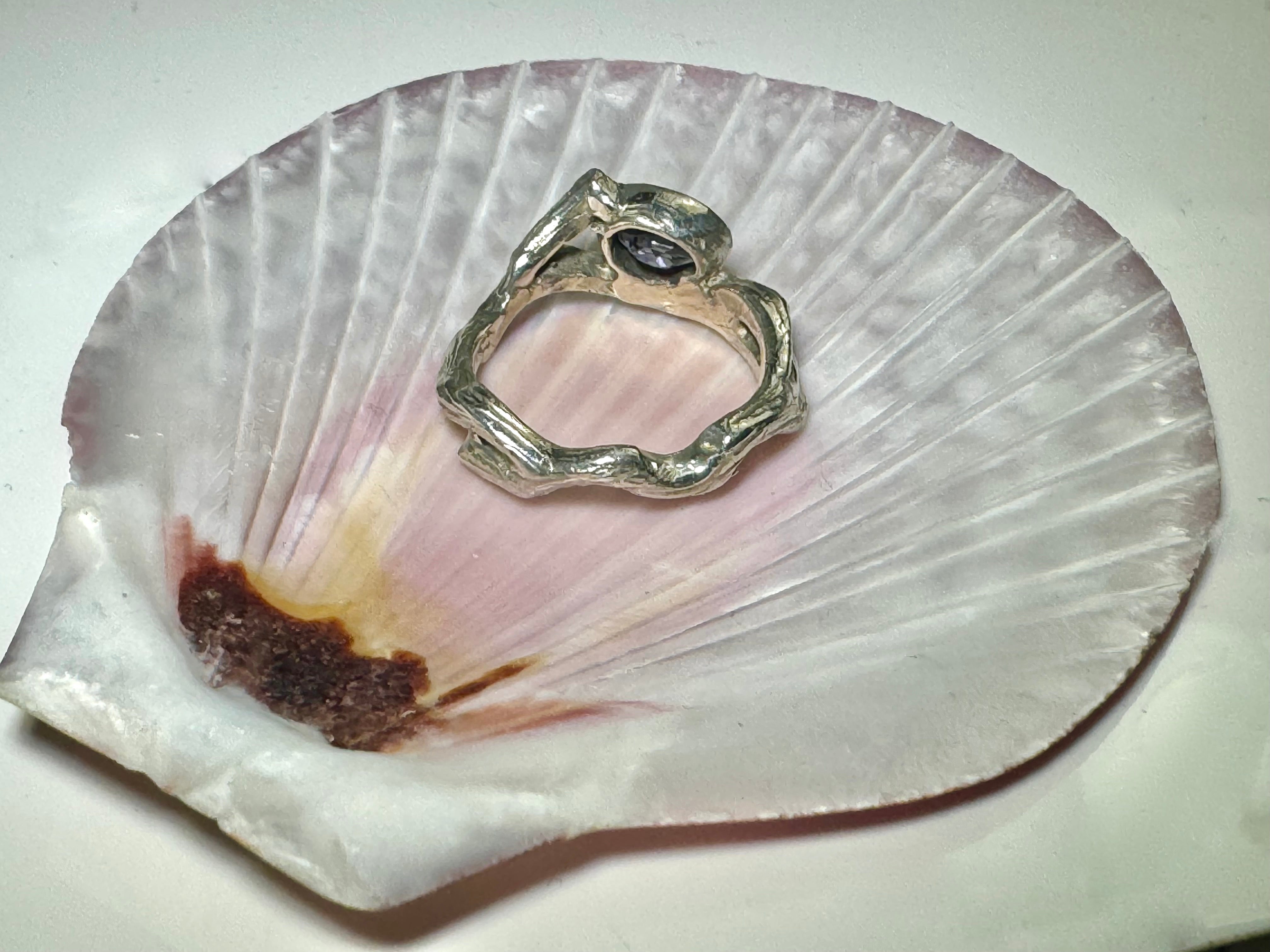 Iolite Bark Band Ring