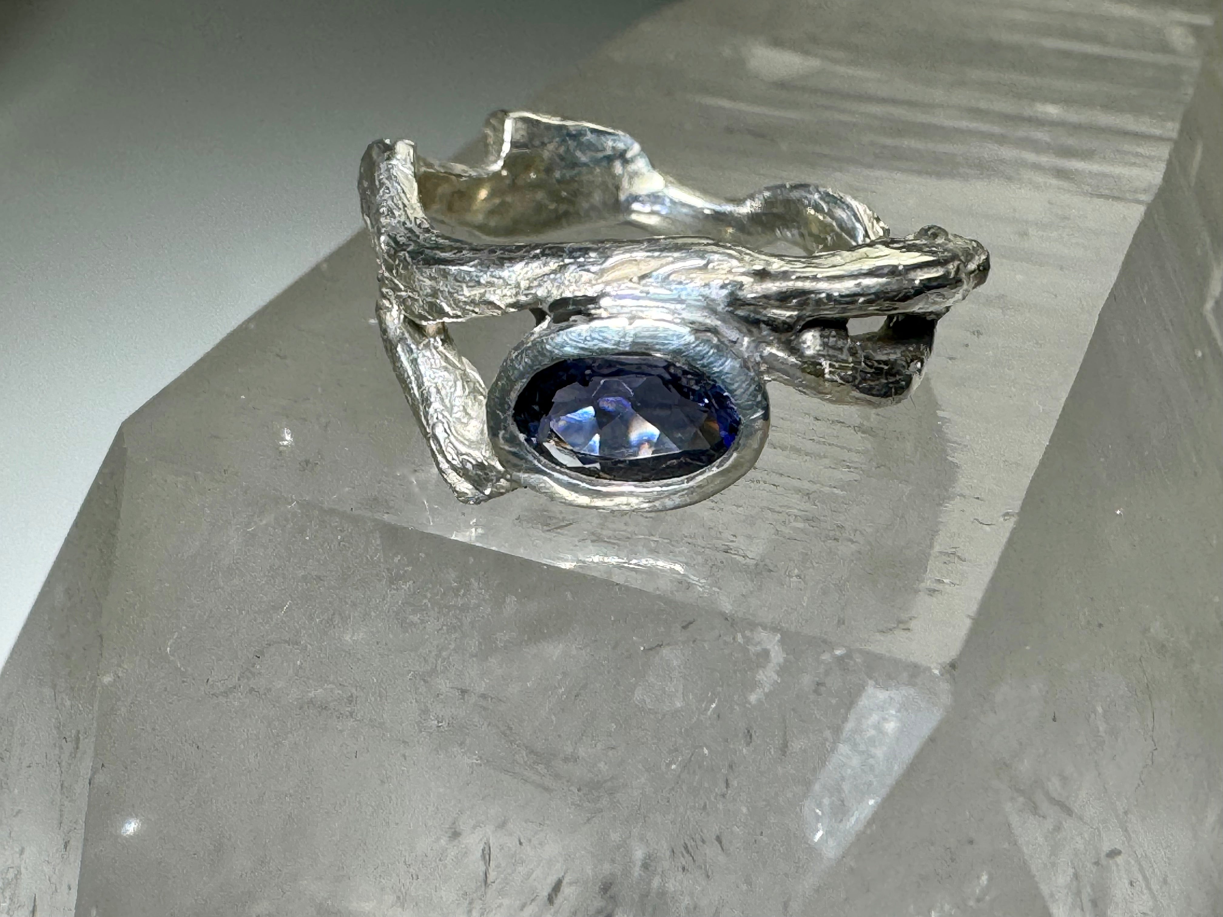Iolite Bark Band Ring