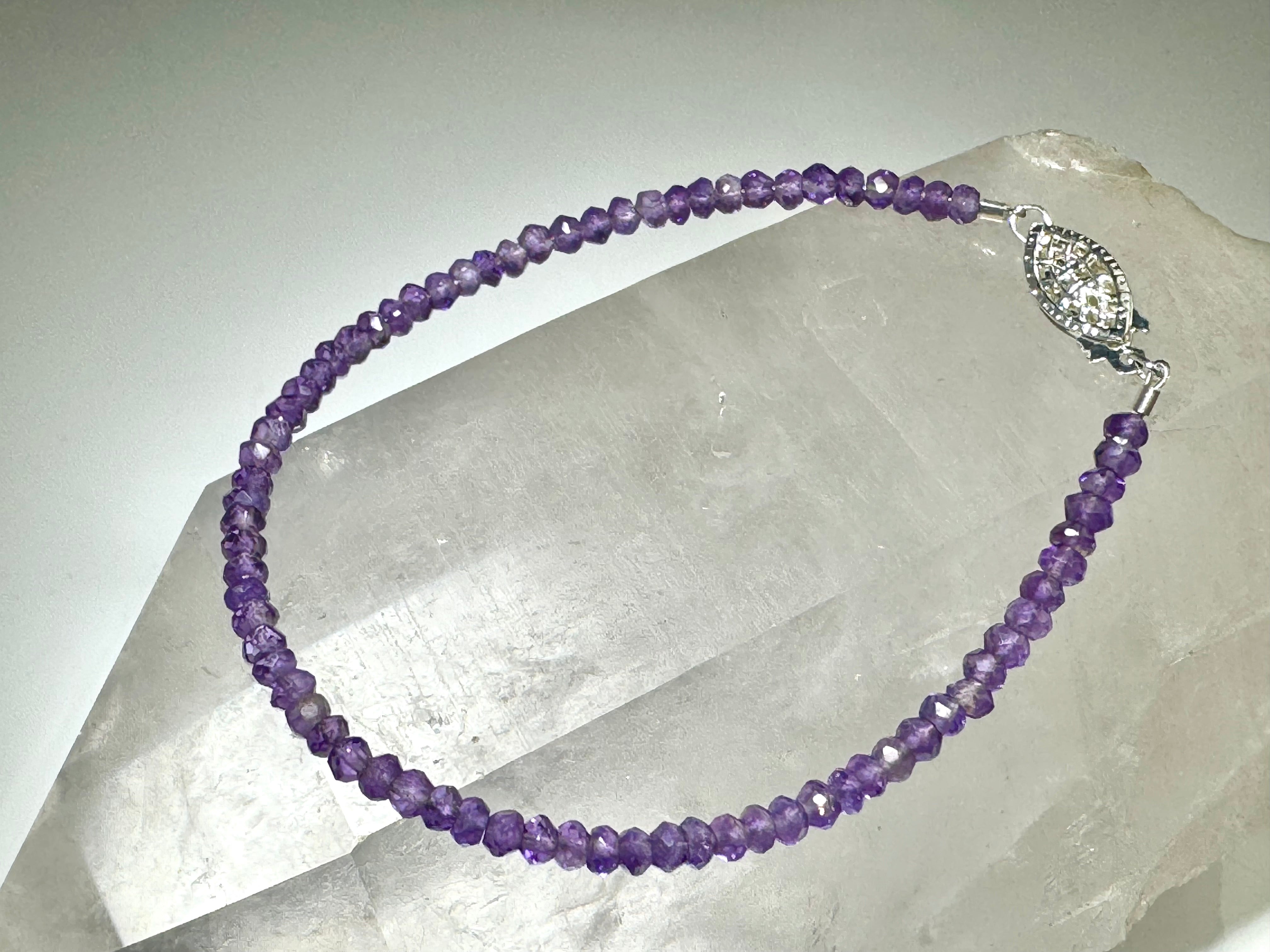 Amethyst 3mm Sterling Silver Bracelet